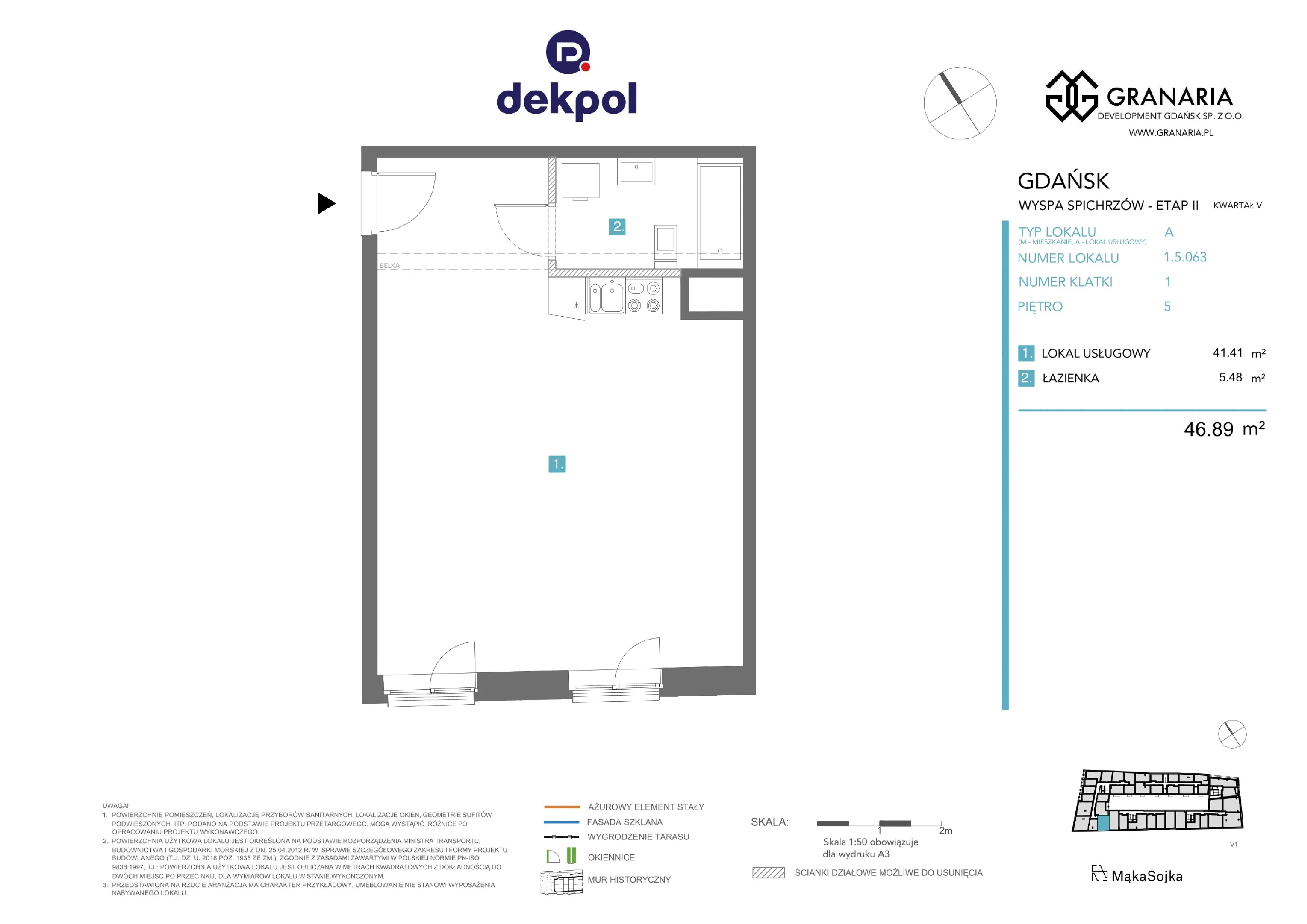 1 pokój, apartament 46,89 m², piętro 5, oferta nr 1.5.063, Granaria, Gdańsk, Śródmieście, ul. Chmielna