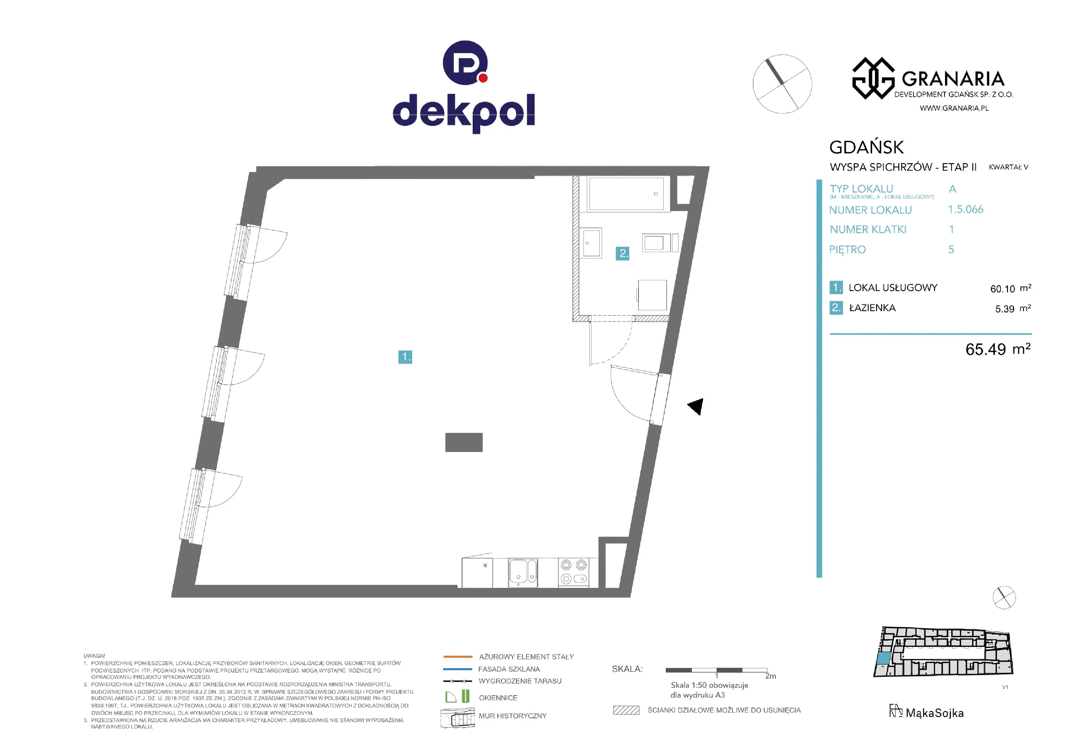 1 pokój, apartament 65,49 m², piętro 5, oferta nr 1.5.066, Granaria, Gdańsk, Śródmieście, ul. Chmielna