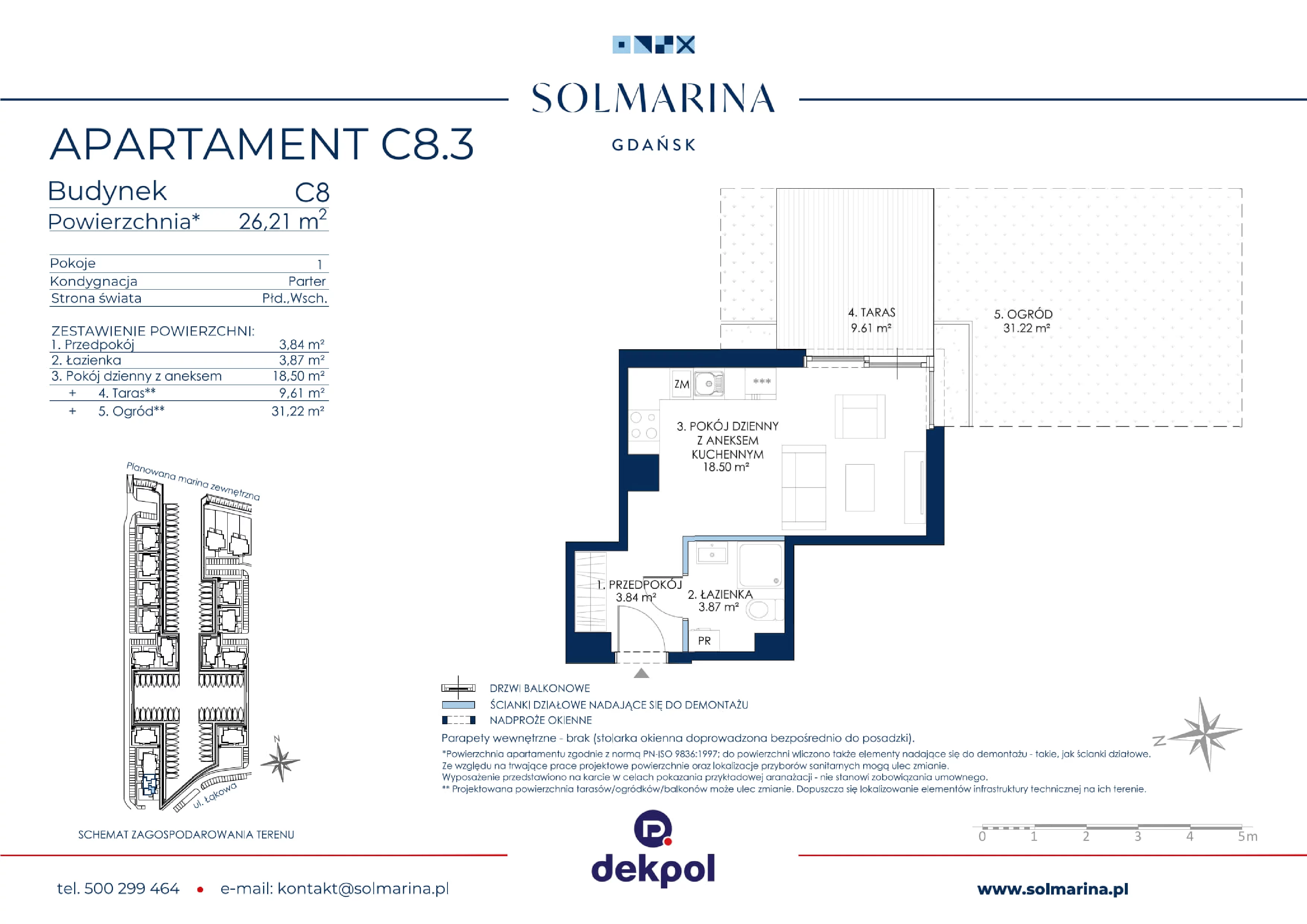 1 pokój, apartament 26,21 m², parter, oferta nr C8.3, Sol Marina, Wiślinka, ul. Łąkowa