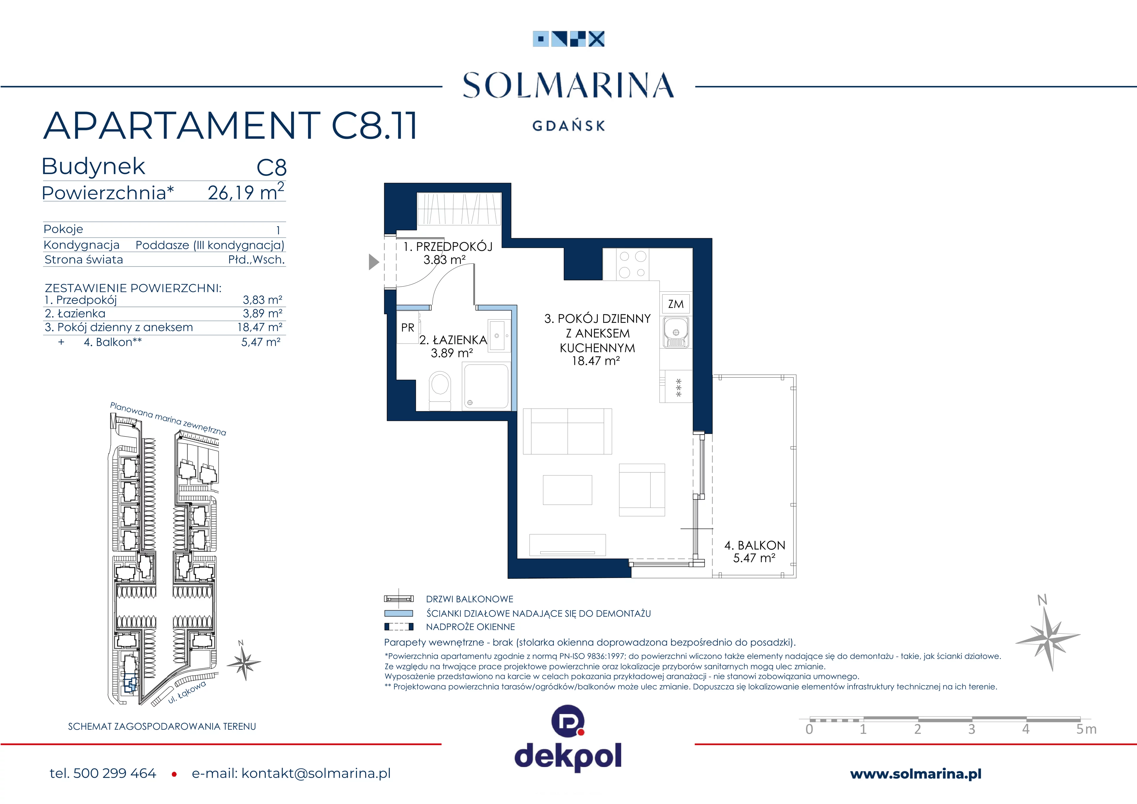 1 pokój, apartament 26,19 m², piętro 2, oferta nr C8.11, Sol Marina, Wiślinka, ul. Łąkowa