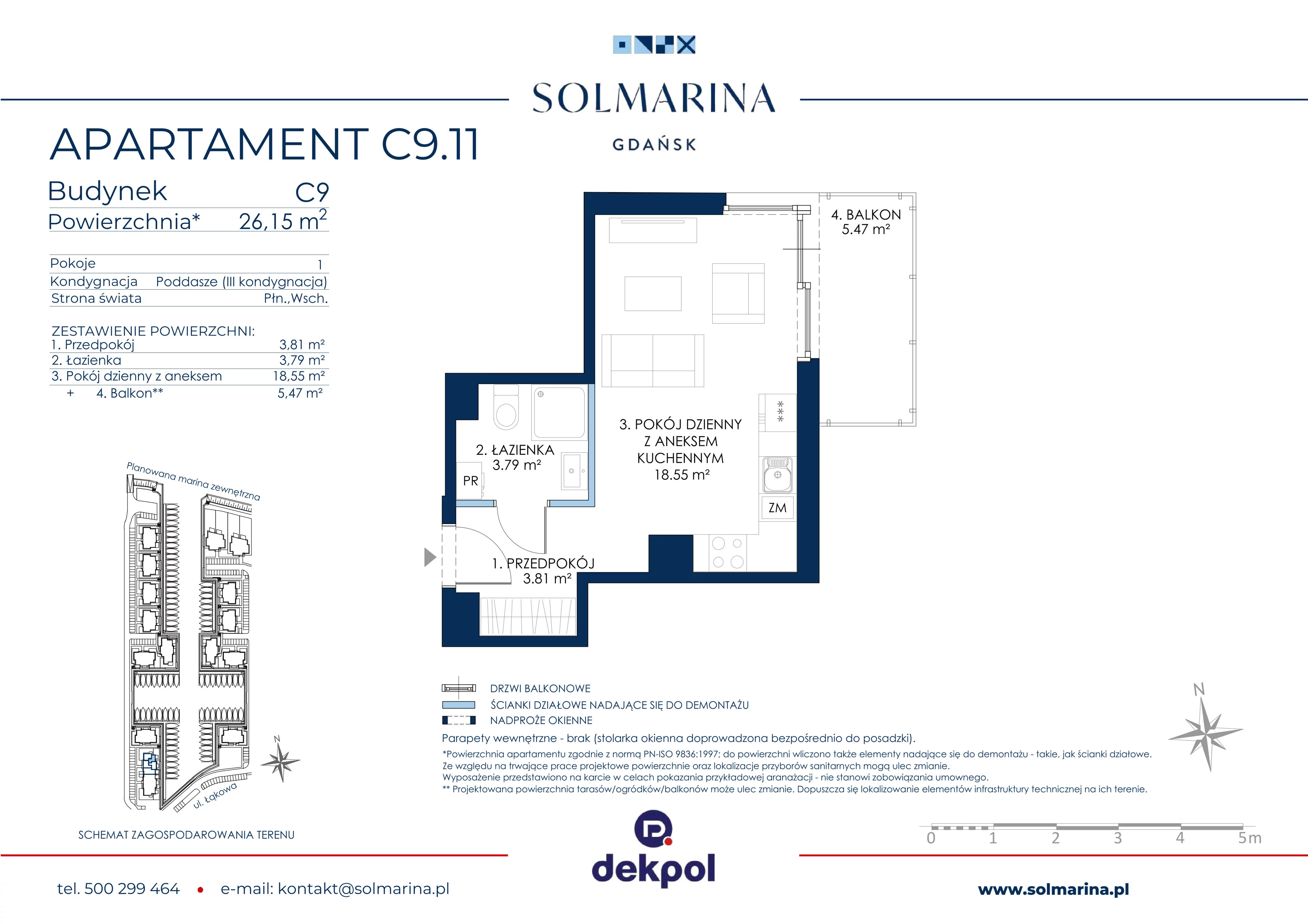 1 pokój, apartament 26,15 m², piętro 2, oferta nr C9.11, Sol Marina, Wiślinka, ul. Łąkowa