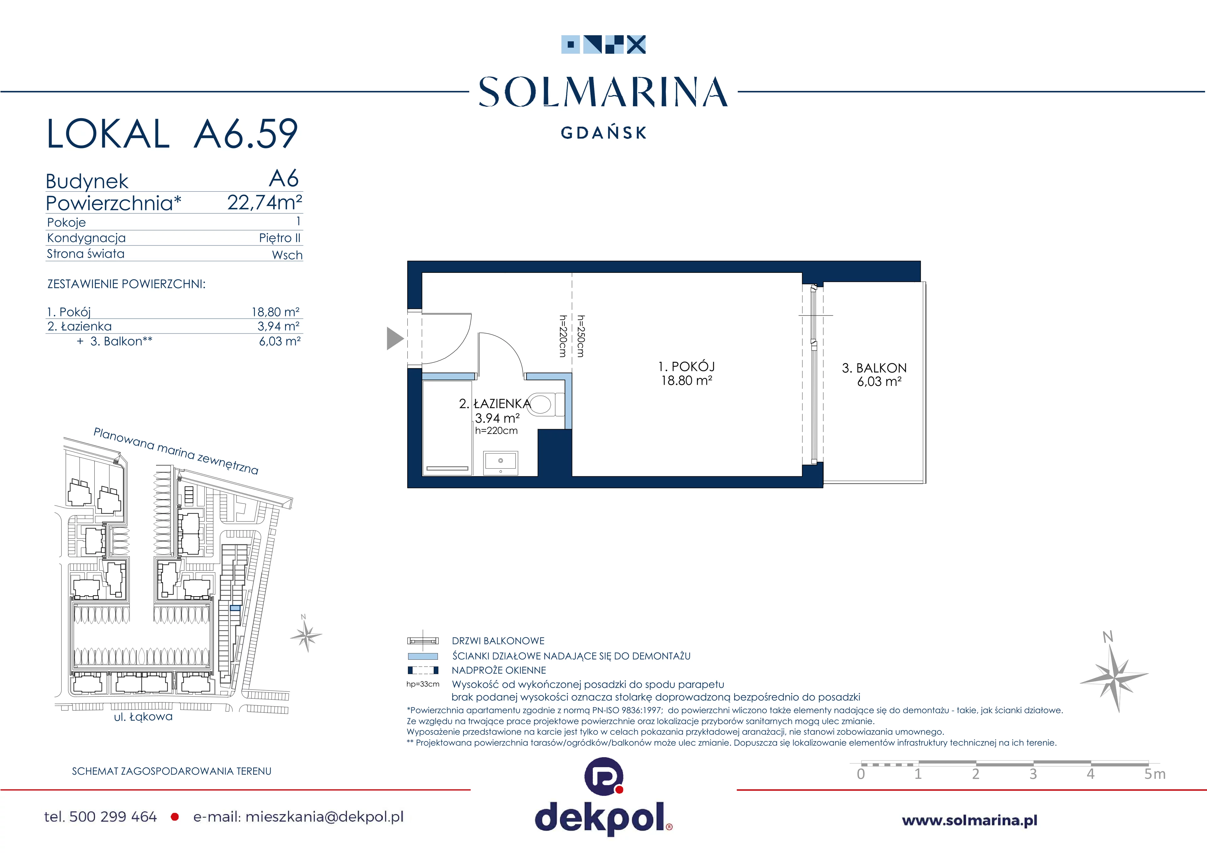 1 pokój, apartament inwestycyjny 22,74 m², piętro 2, oferta nr A6.59, Grano Hotel Solmarina, Wiślinka, ul. Łąkowa