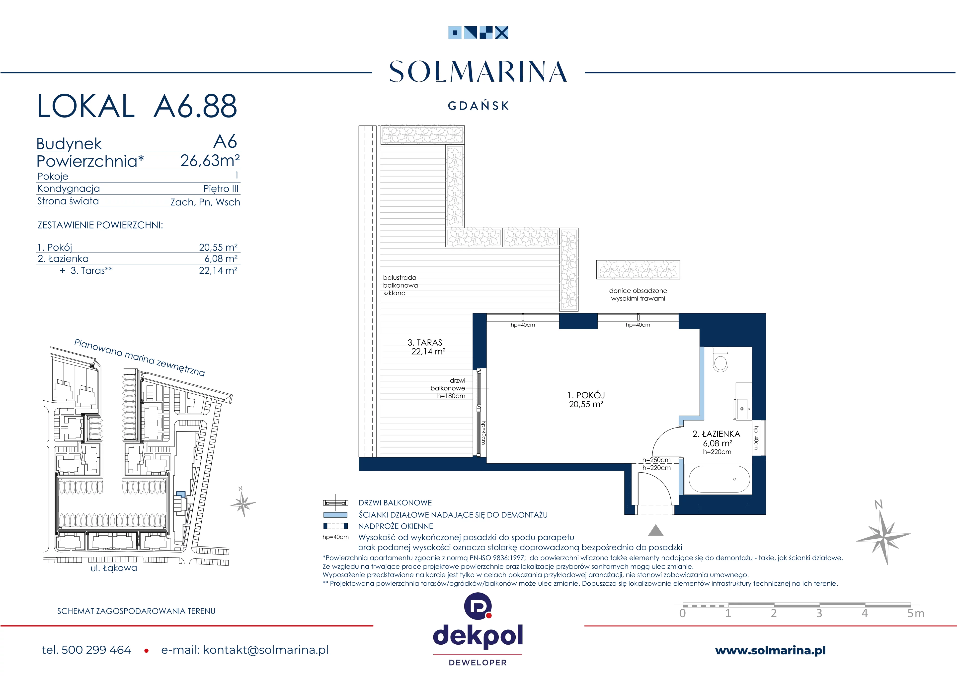 1 pokój, apartament inwestycyjny 26,63 m², piętro 3, oferta nr A6.88, Grano Hotel Solmarina, Wiślinka, ul. Łąkowa