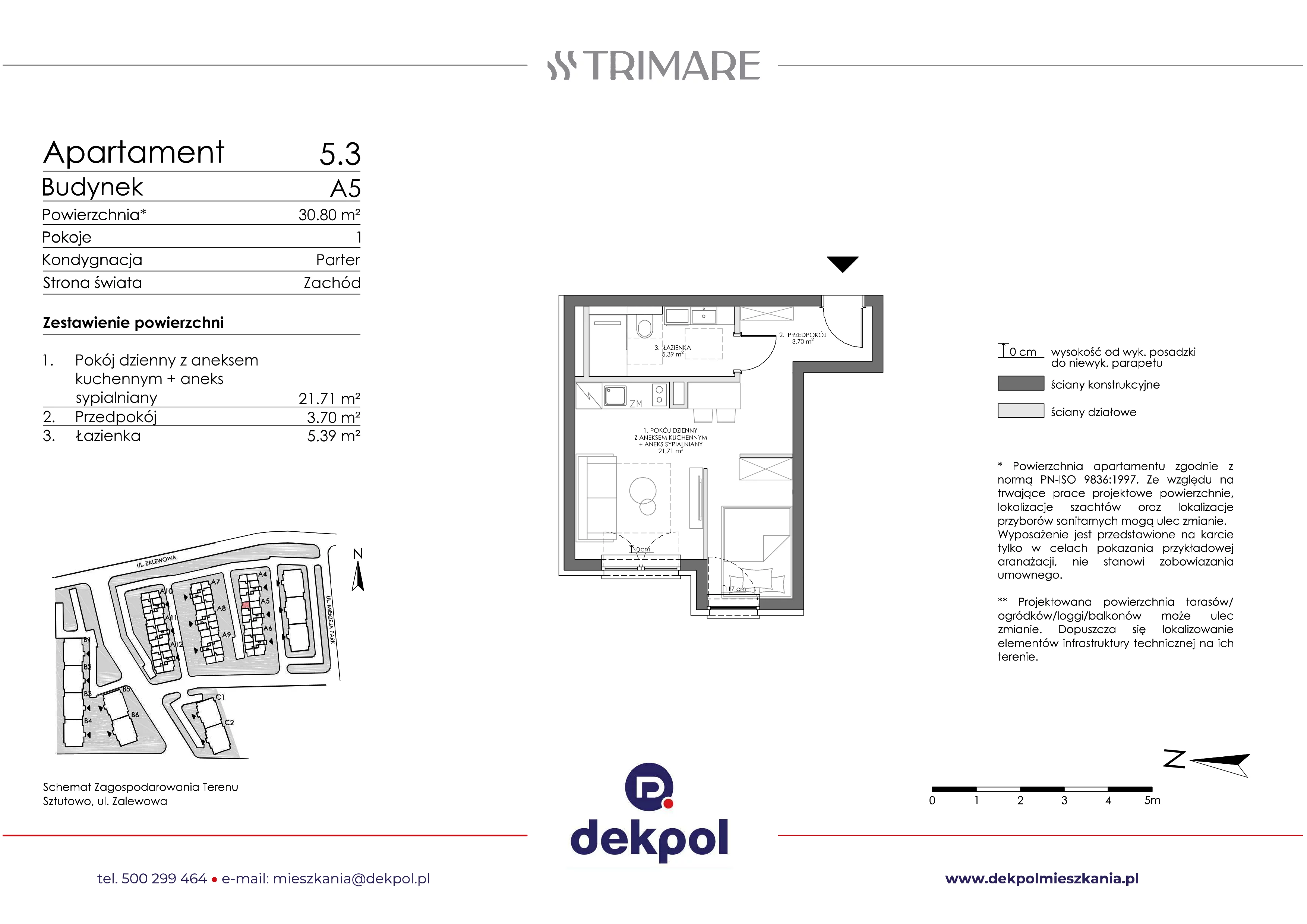 1 pokój, apartament 30,80 m², parter, oferta nr 5.3, Trimare, Sztutowo, ul. Mierzeja Park