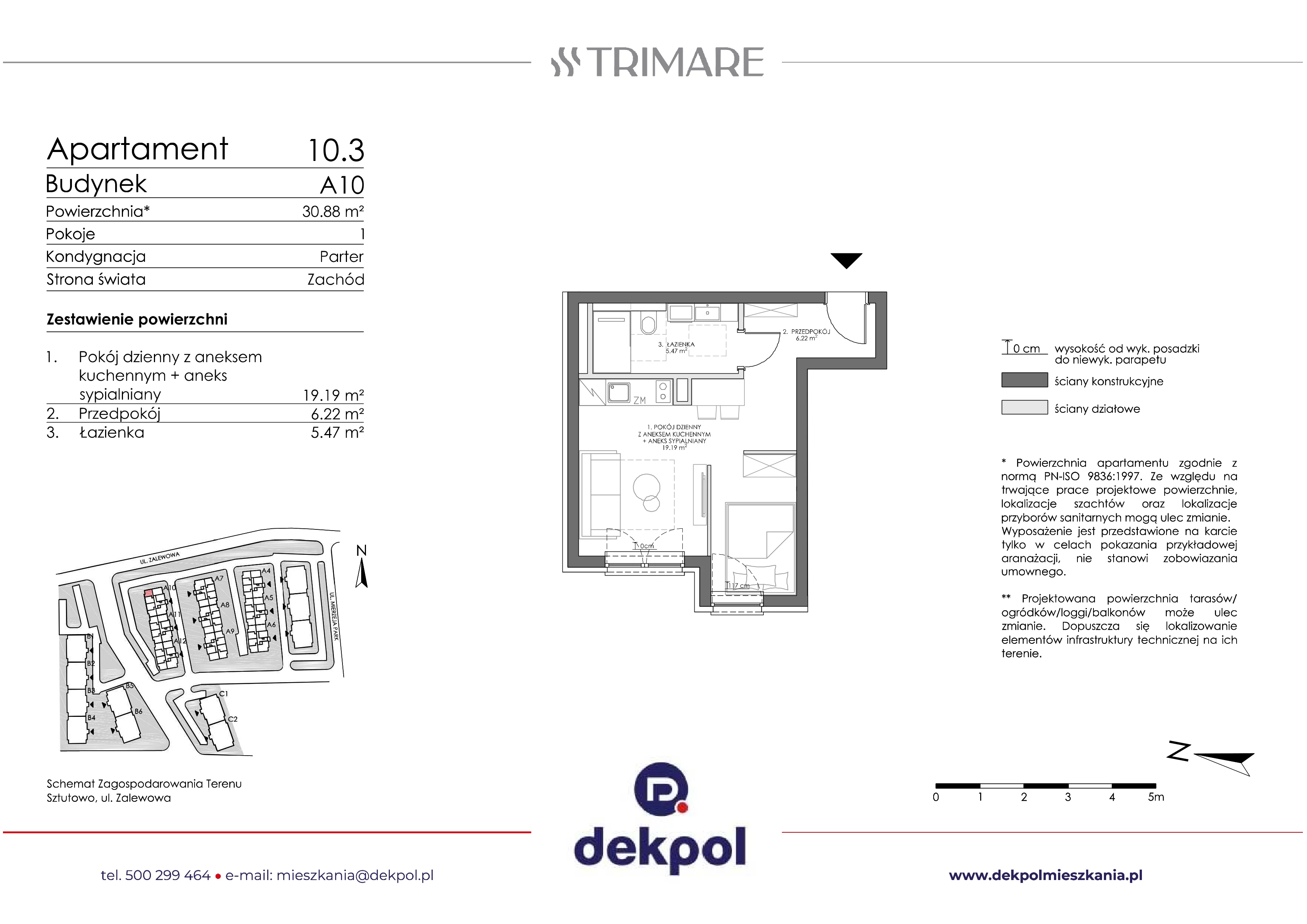 1 pokój, apartament 30,88 m², parter, oferta nr 10.3 (O), Trimare, Sztutowo, ul. Mierzeja Park