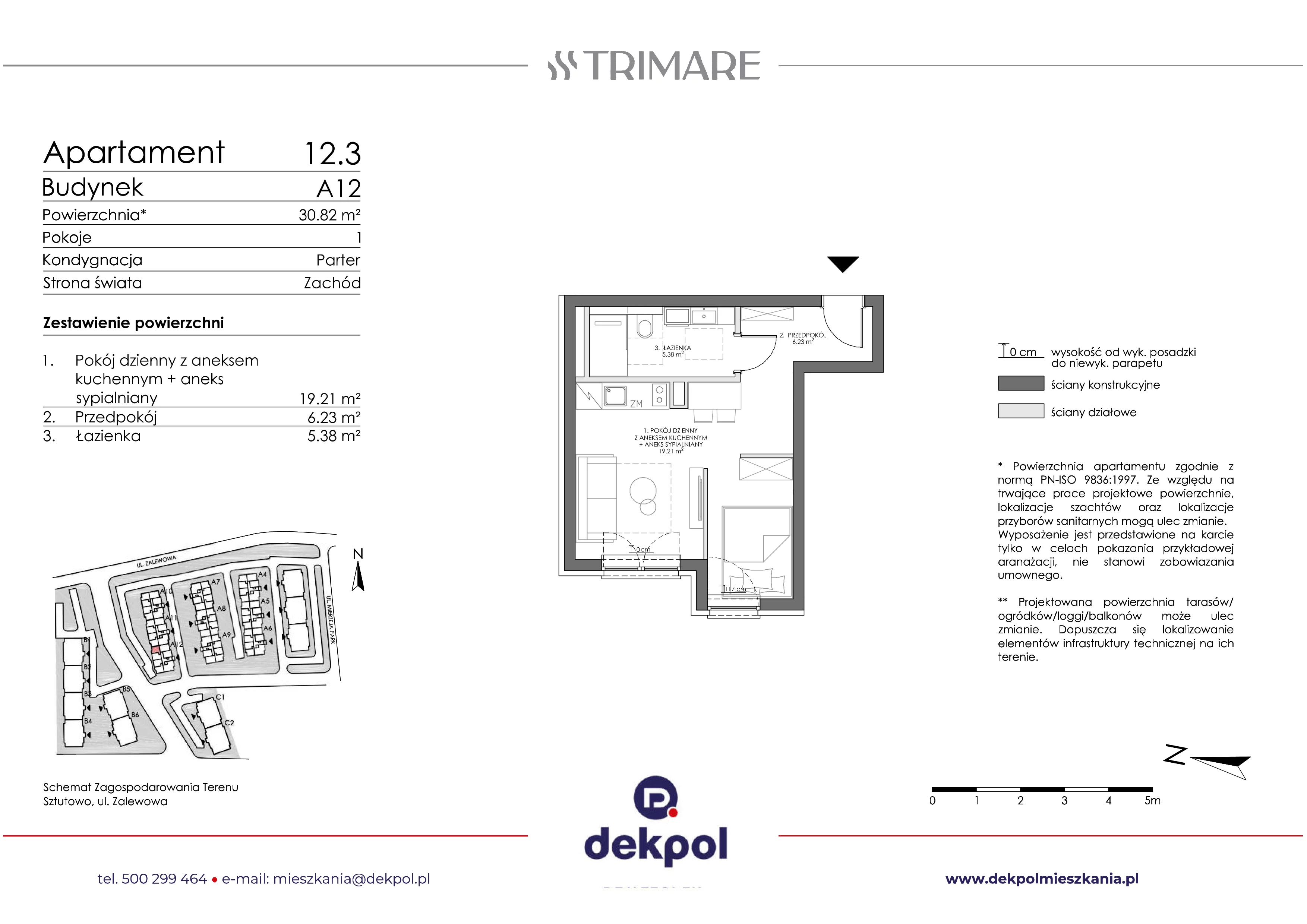 1 pokój, apartament 30,82 m², parter, oferta nr 12.3 (O), Trimare, Sztutowo, ul. Mierzeja Park