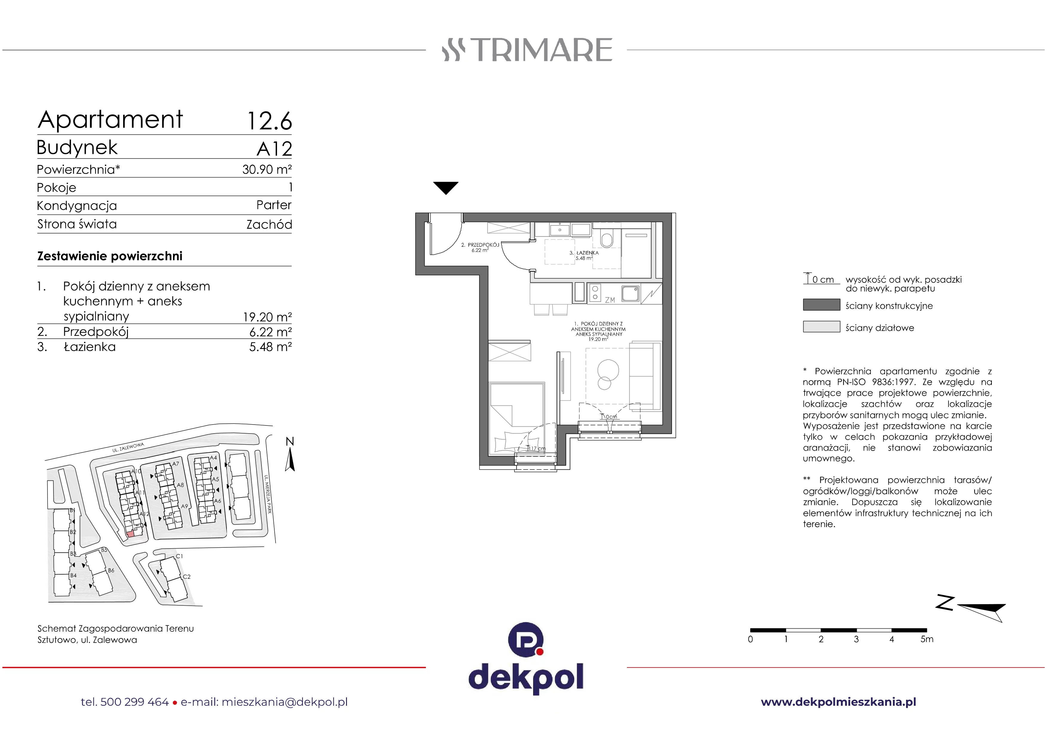 1 pokój, apartament 30,90 m², parter, oferta nr 12.6 (O), Trimare, Sztutowo, ul. Mierzeja Park