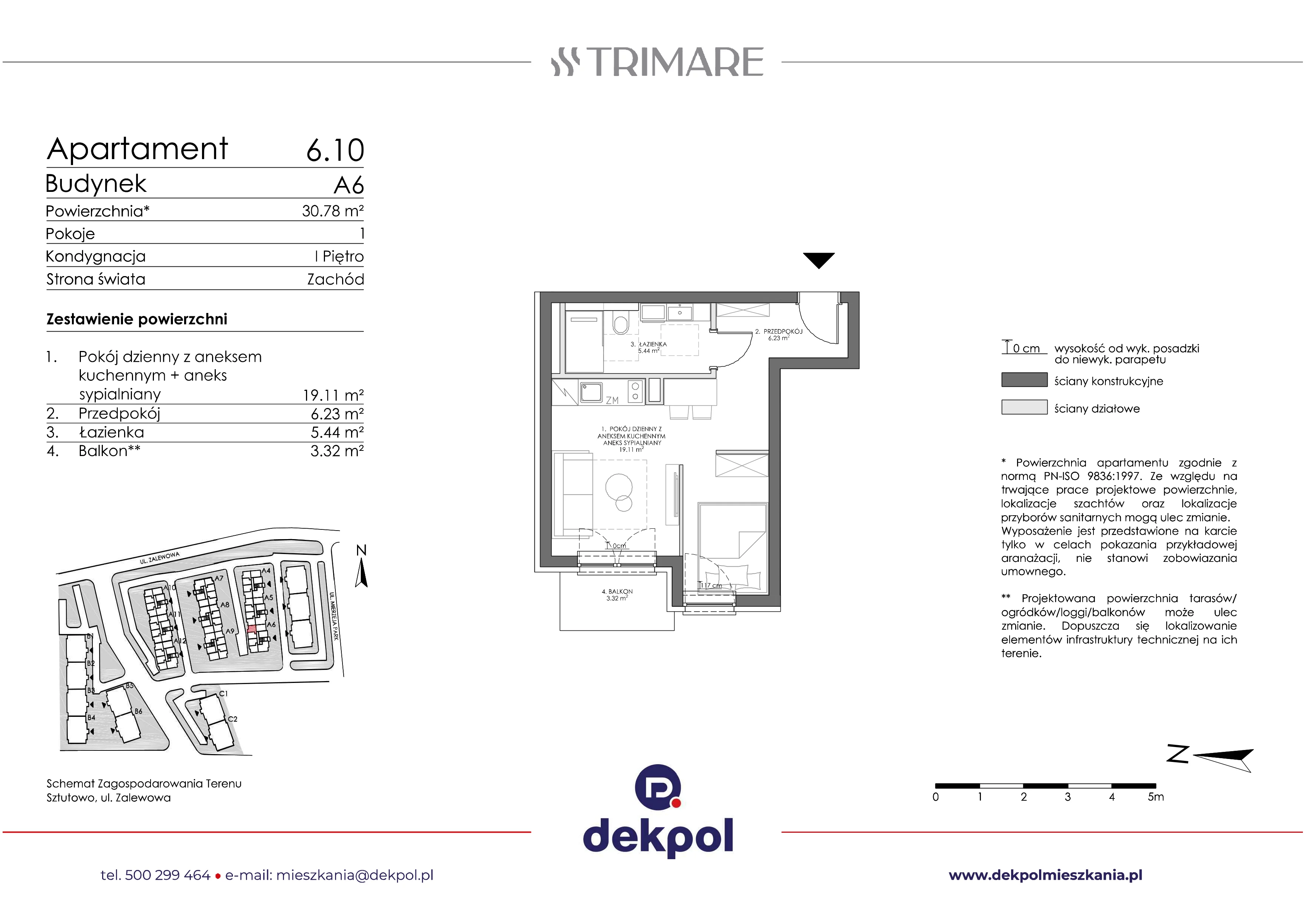 1 pokój, apartament 30,78 m², piętro 1, oferta nr 6.10, Trimare, Sztutowo, ul. Mierzeja Park