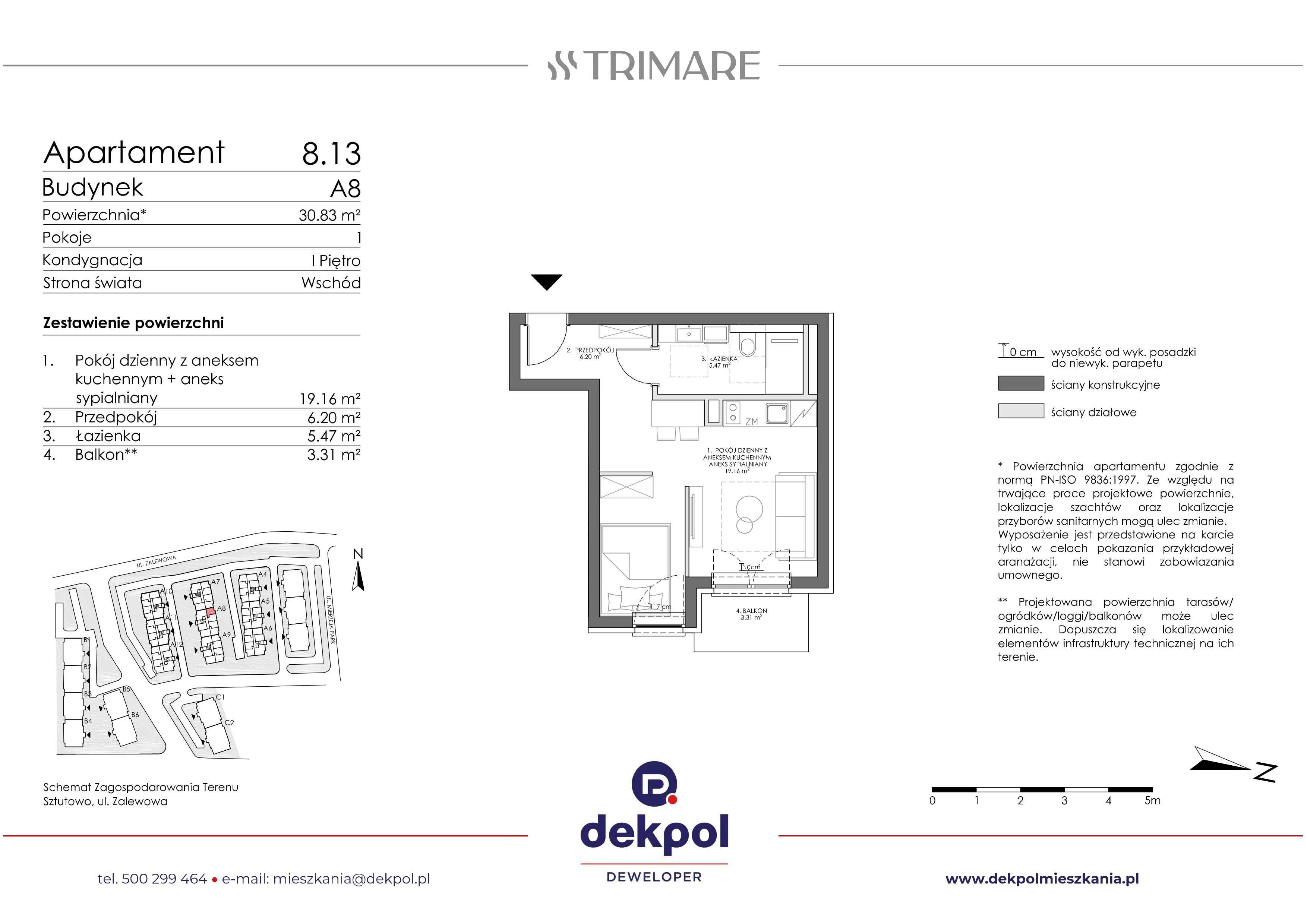 1 pokój, apartament 30,83 m², piętro 1, oferta nr 8.13 (O), Trimare, Sztutowo, ul. Mierzeja Park