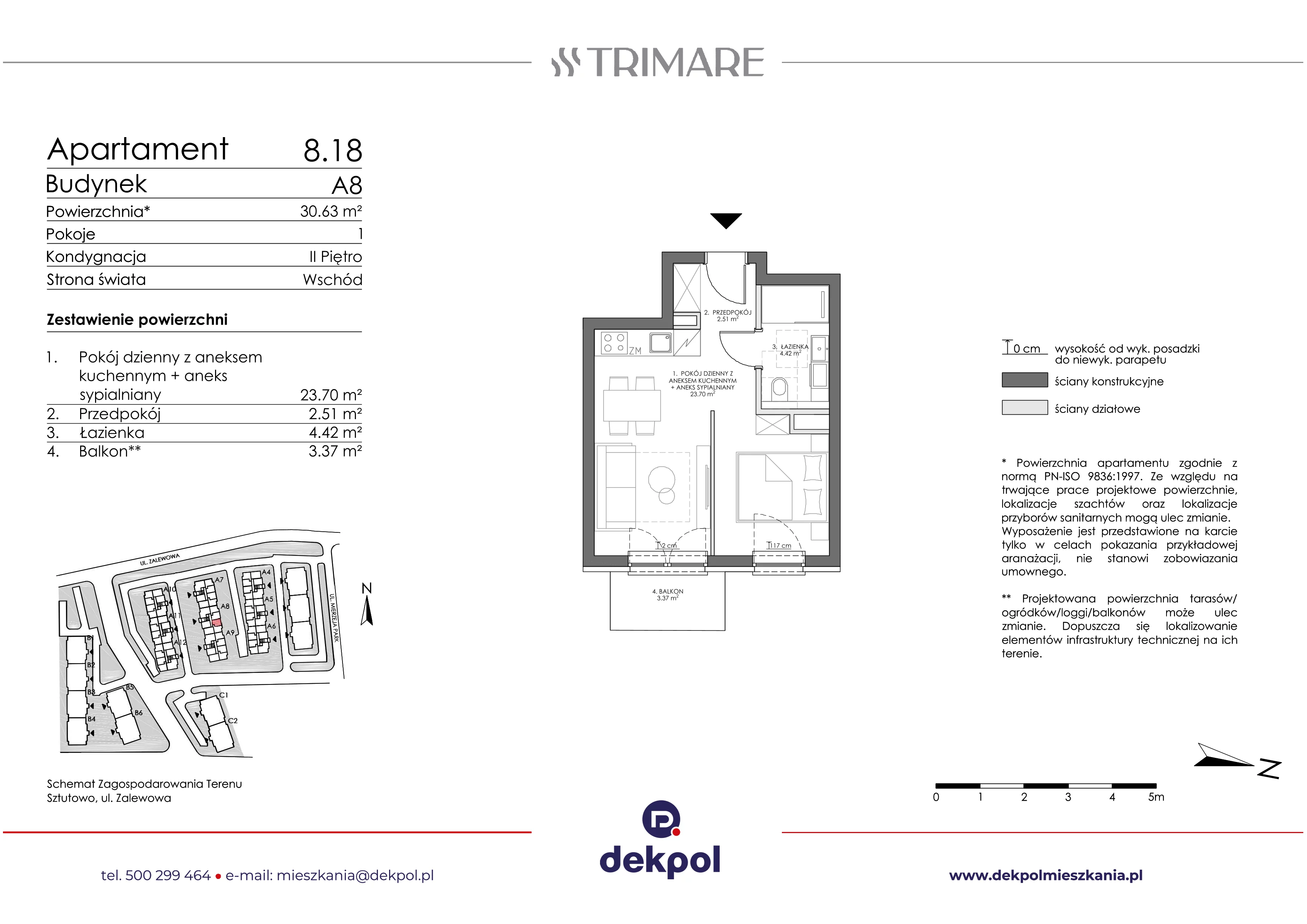 1 pokój, apartament 30,63 m², piętro 2, oferta nr 8.18, Trimare, Sztutowo, ul. Mierzeja Park