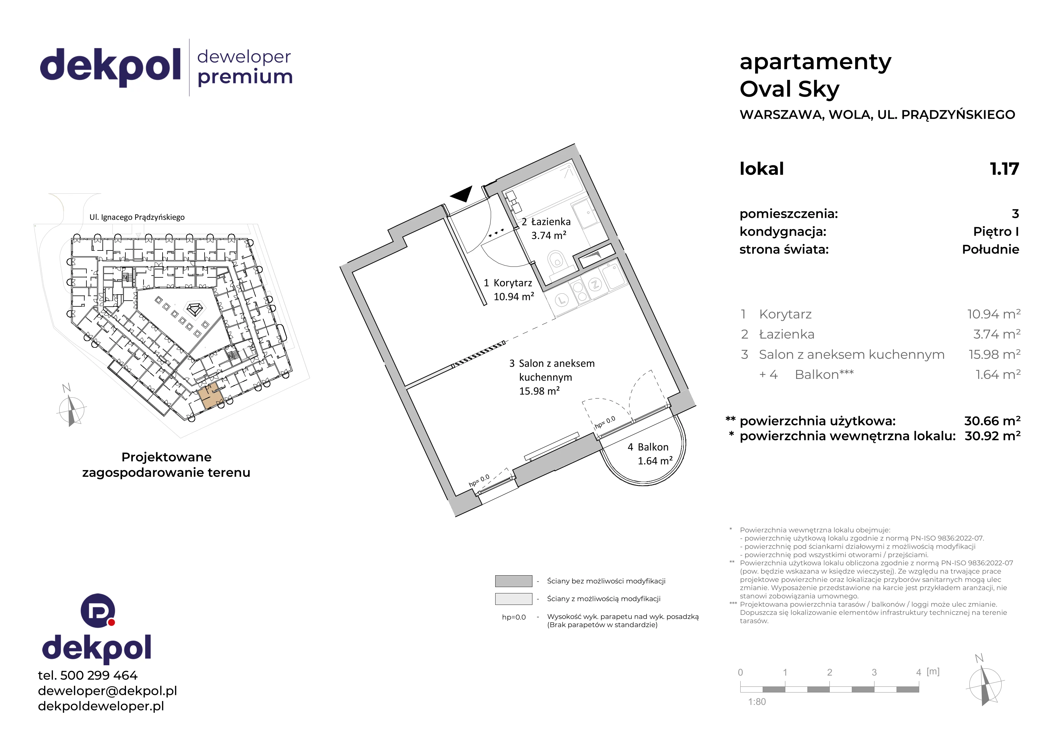 1 pokój, apartament 30,66 m², piętro 1, oferta nr 1.17, OVAL SKY, Warszawa, Wola, Czyste, ul. Prądzyńskiego 21