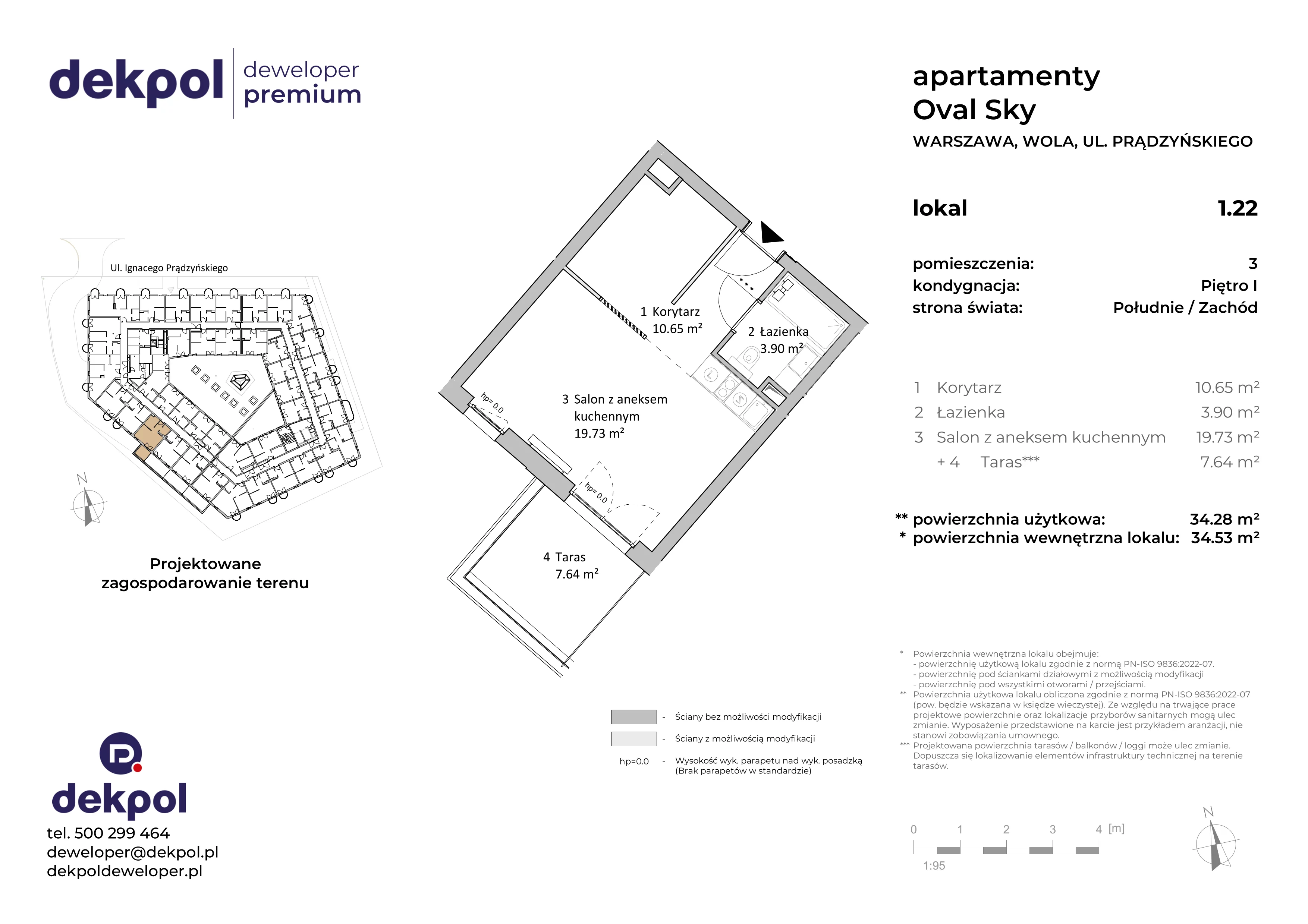 1 pokój, apartament 34,28 m², piętro 1, oferta nr 1.22, OVAL SKY, Warszawa, Wola, Czyste, ul. Prądzyńskiego 21