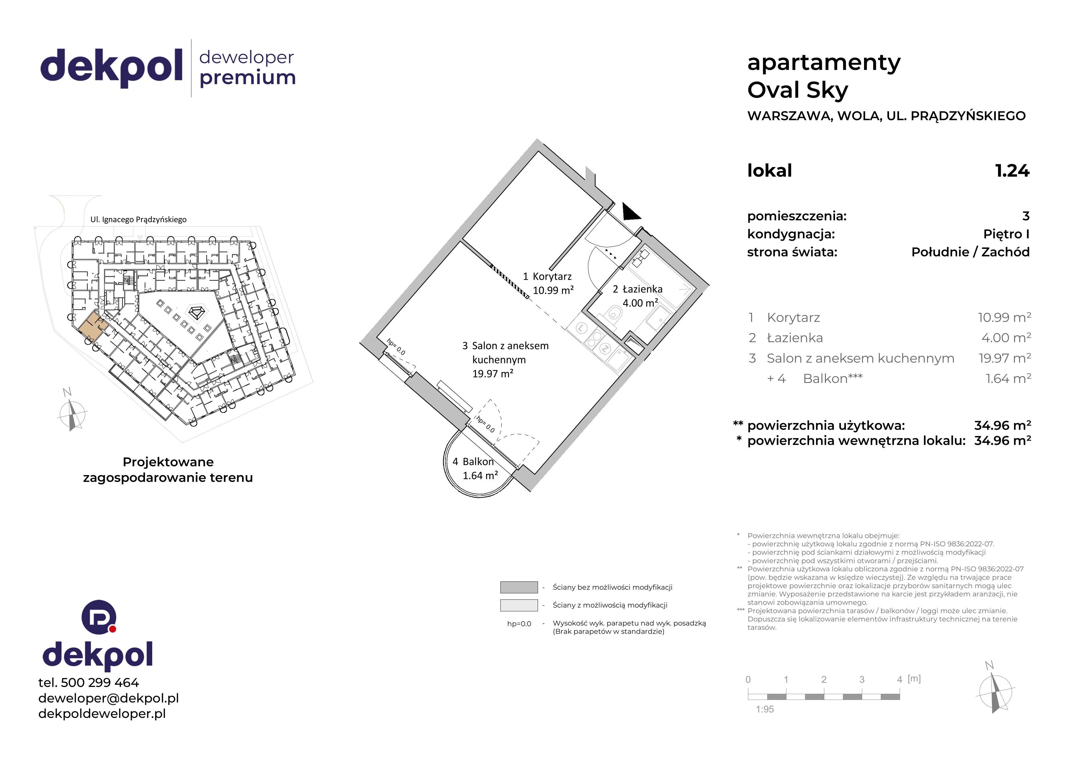 1 pokój, apartament 34,96 m², piętro 1, oferta nr 1.24, OVAL SKY, Warszawa, Wola, Czyste, ul. Prądzyńskiego 21