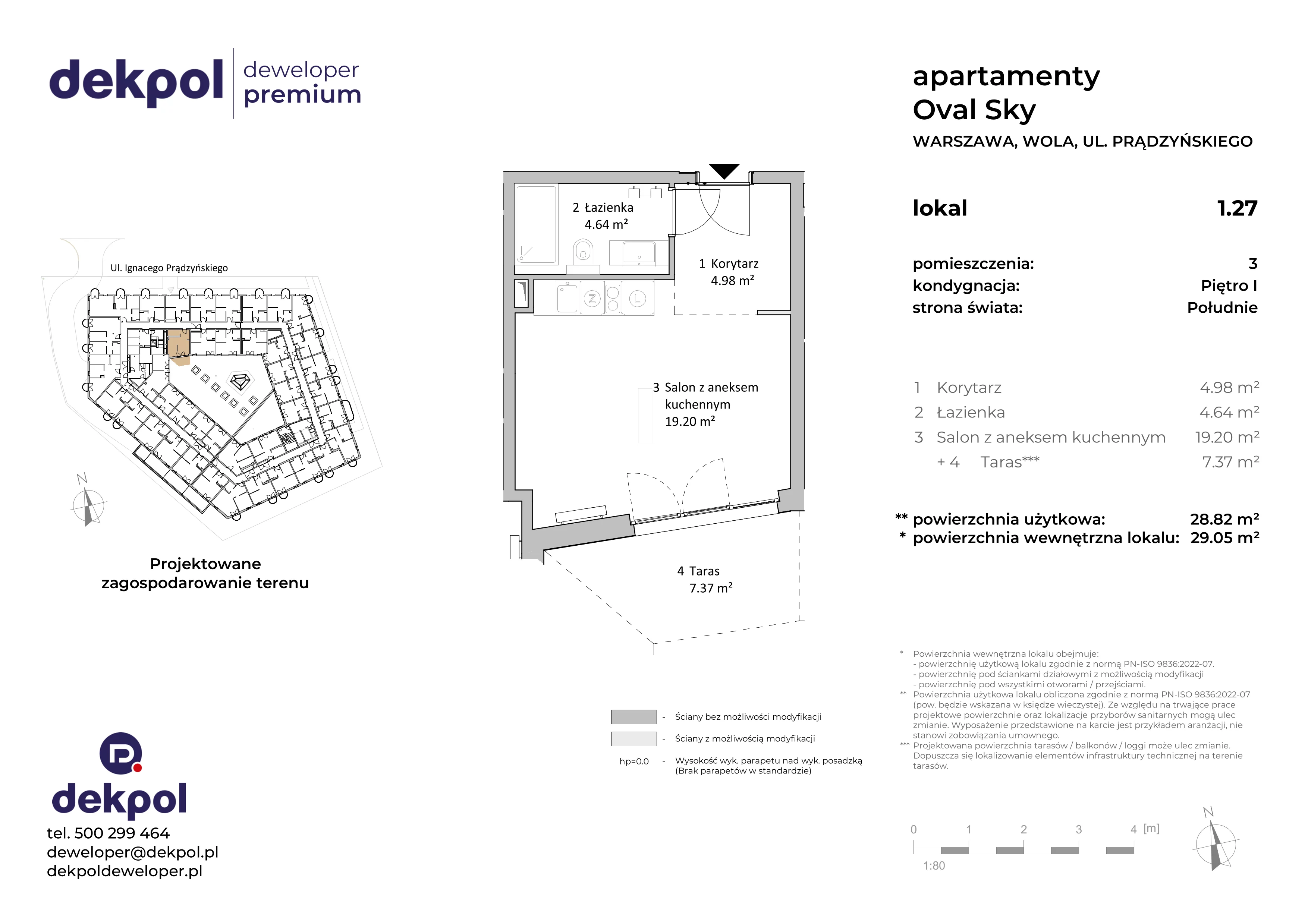 1 pokój, apartament 28,82 m², piętro 1, oferta nr 1.27, OVAL SKY, Warszawa, Wola, Czyste, ul. Prądzyńskiego 21