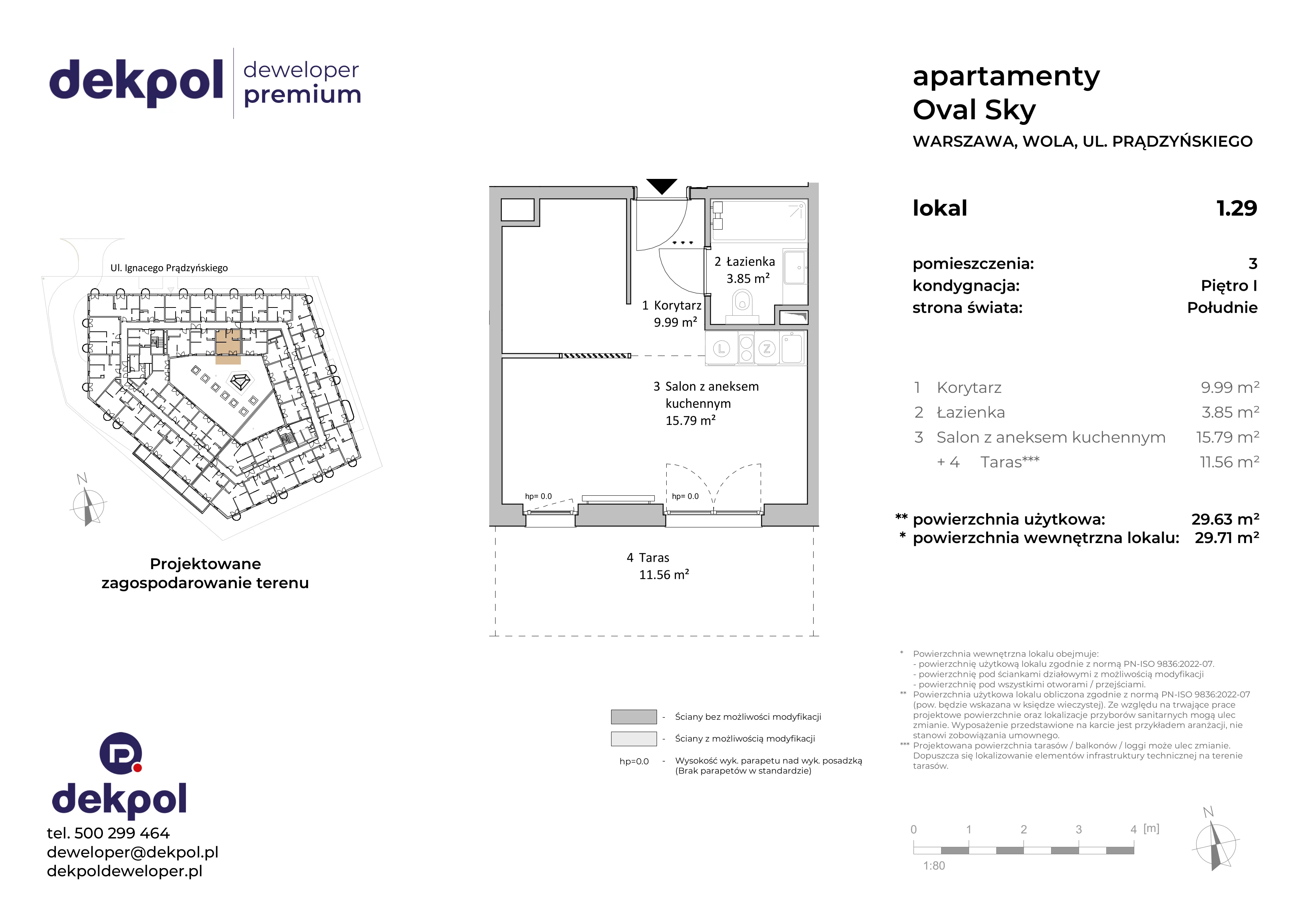 1 pokój, apartament 29,63 m², piętro 1, oferta nr 1.29, OVAL SKY, Warszawa, Wola, Czyste, ul. Prądzyńskiego 21
