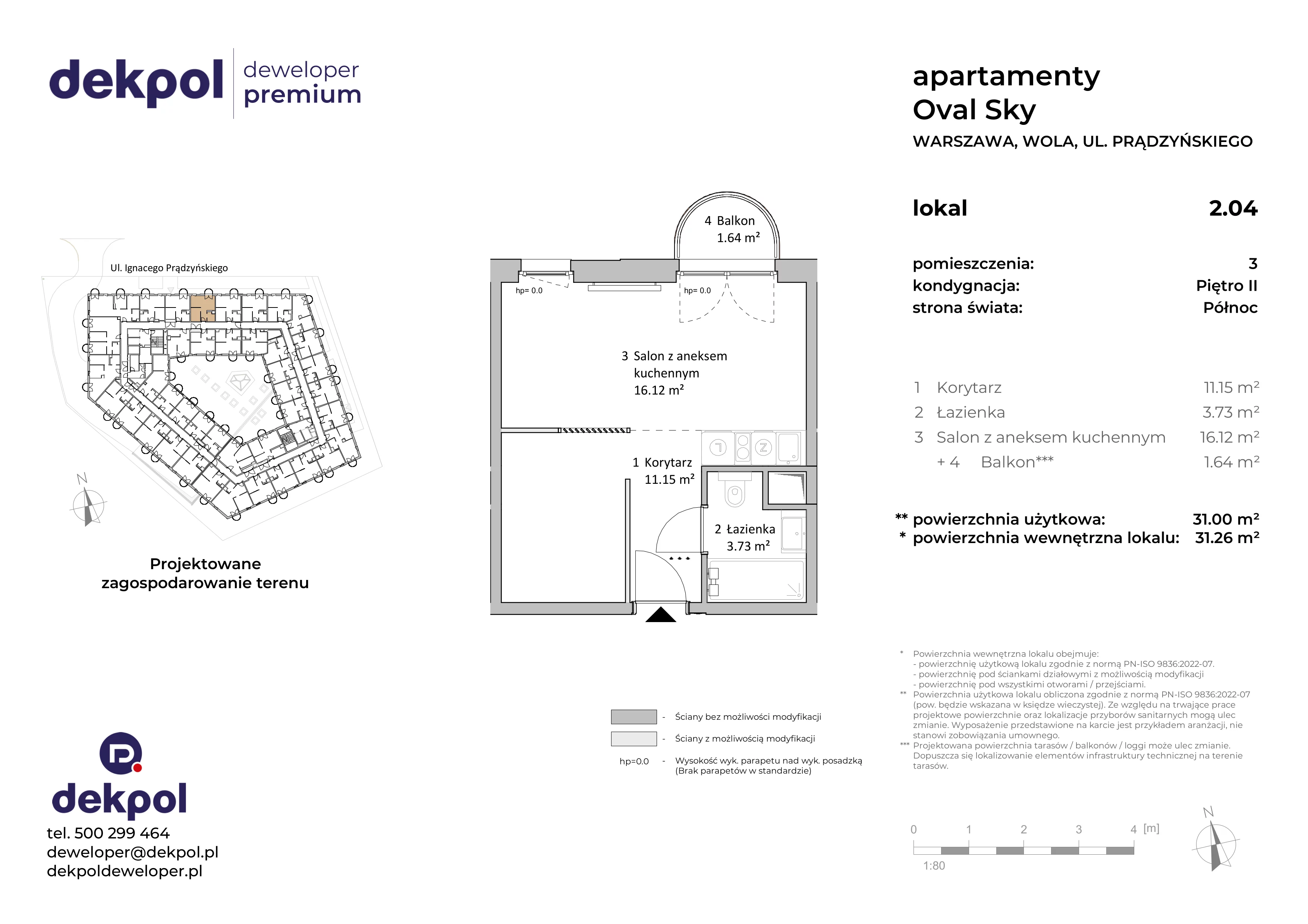 1 pokój, apartament 31,00 m², piętro 2, oferta nr 2.04, OVAL SKY, Warszawa, Wola, Czyste, ul. Prądzyńskiego 21