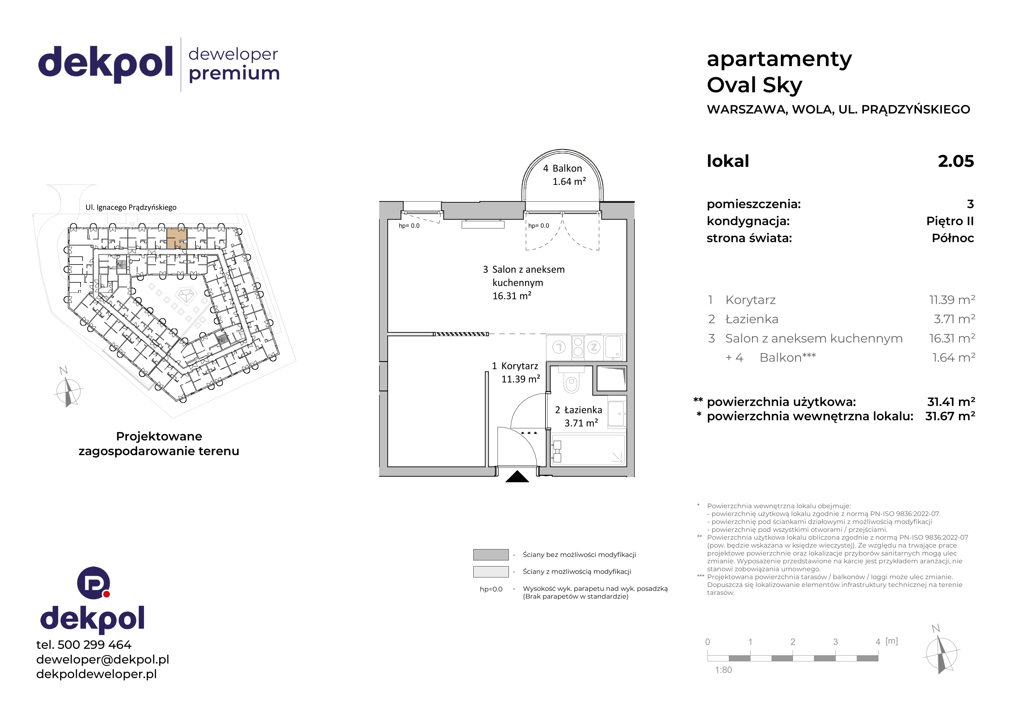 1 pokój, apartament 31,41 m², piętro 2, oferta nr 2.05, OVAL SKY, Warszawa, Wola, Czyste, ul. Prądzyńskiego 21