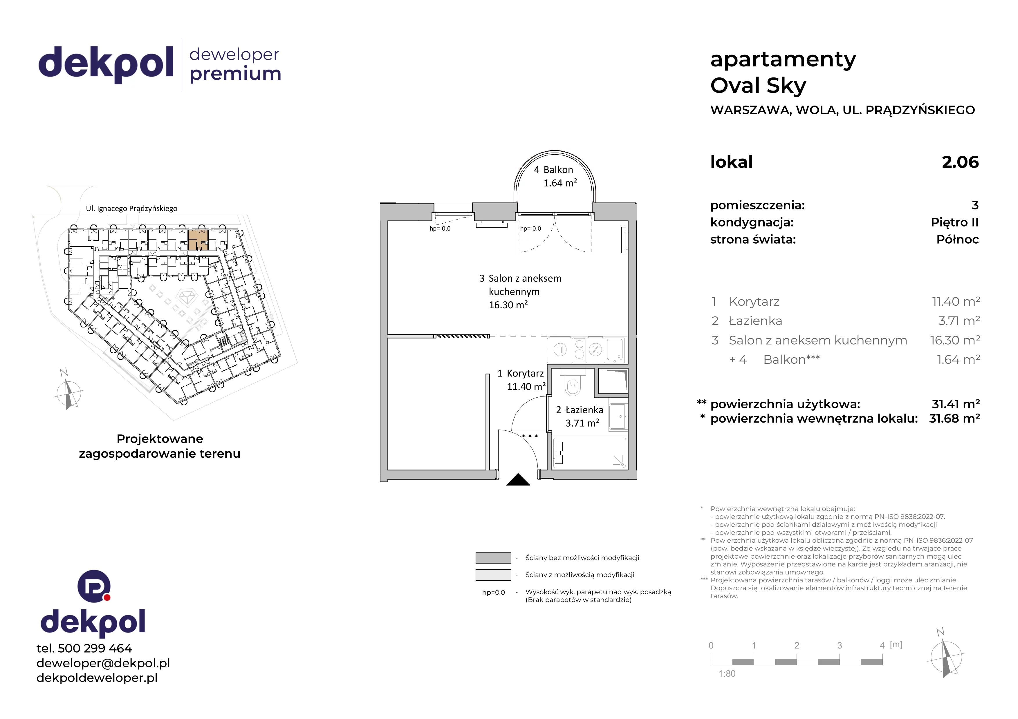 1 pokój, apartament 31,41 m², piętro 2, oferta nr 2.06, OVAL SKY, Warszawa, Wola, Czyste, ul. Prądzyńskiego 21