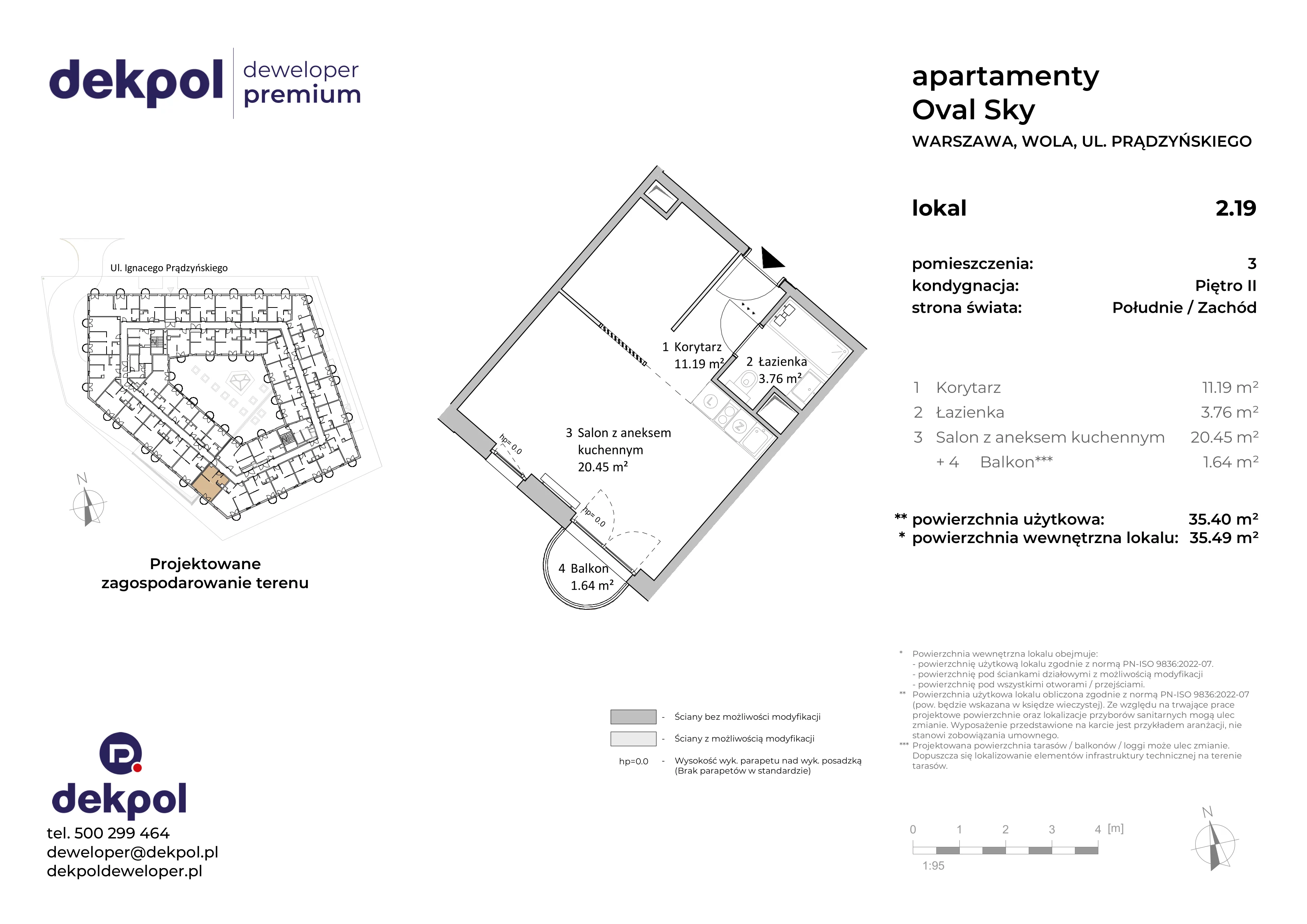 1 pokój, apartament 35,40 m², piętro 2, oferta nr 2.19, OVAL SKY, Warszawa, Wola, Czyste, ul. Prądzyńskiego 21
