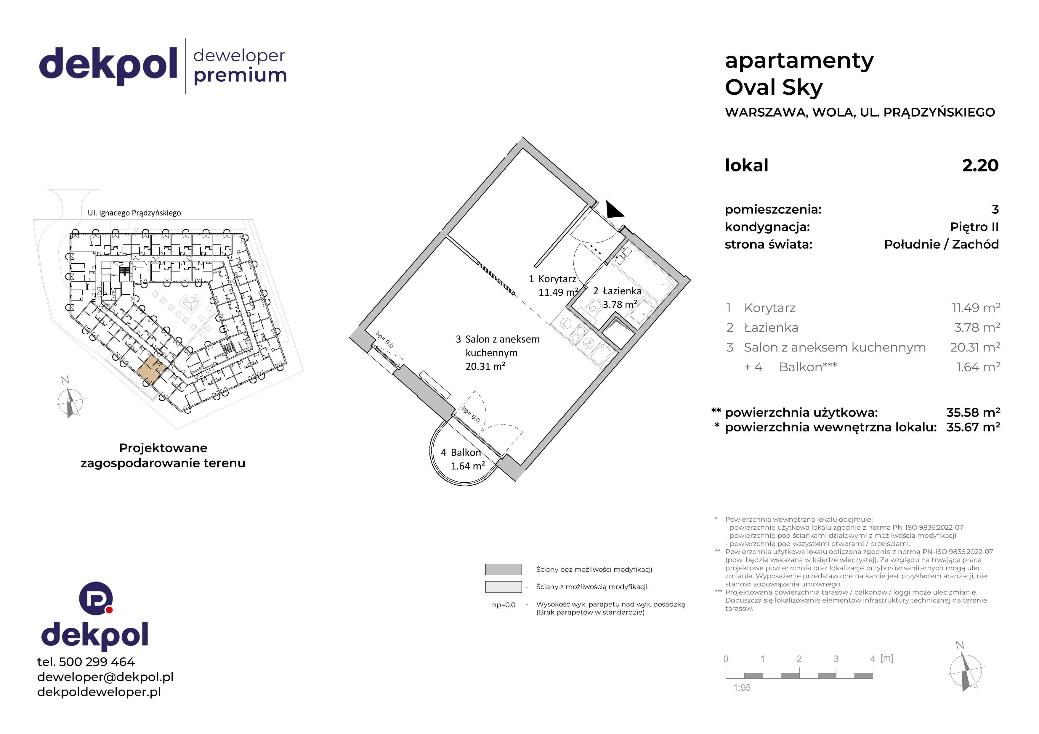 1 pokój, apartament 35,58 m², piętro 2, oferta nr 2.20, OVAL SKY, Warszawa, Wola, Czyste, ul. Prądzyńskiego 21