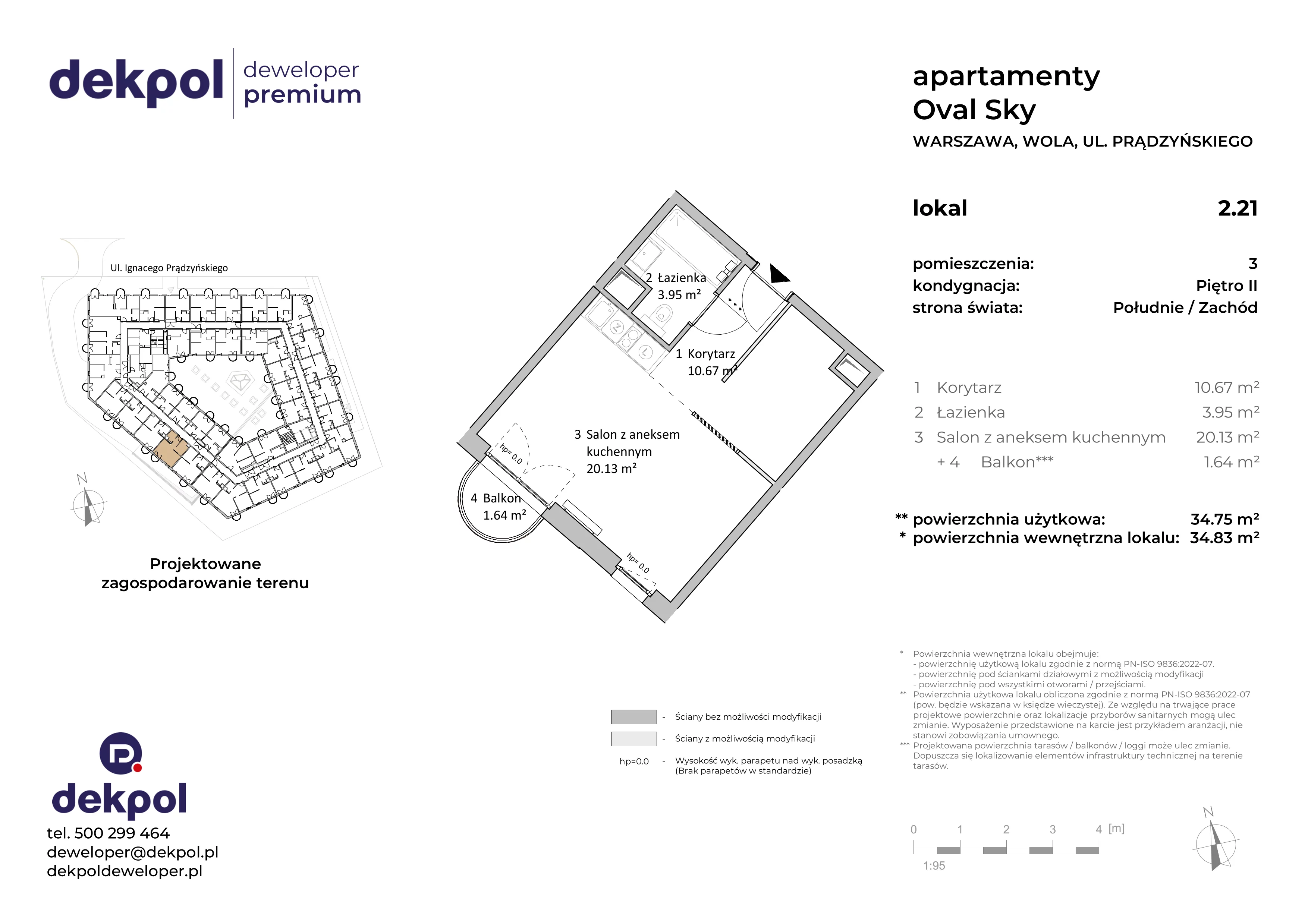 1 pokój, apartament 34,75 m², piętro 2, oferta nr 2.21, OVAL SKY, Warszawa, Wola, Czyste, ul. Prądzyńskiego 21