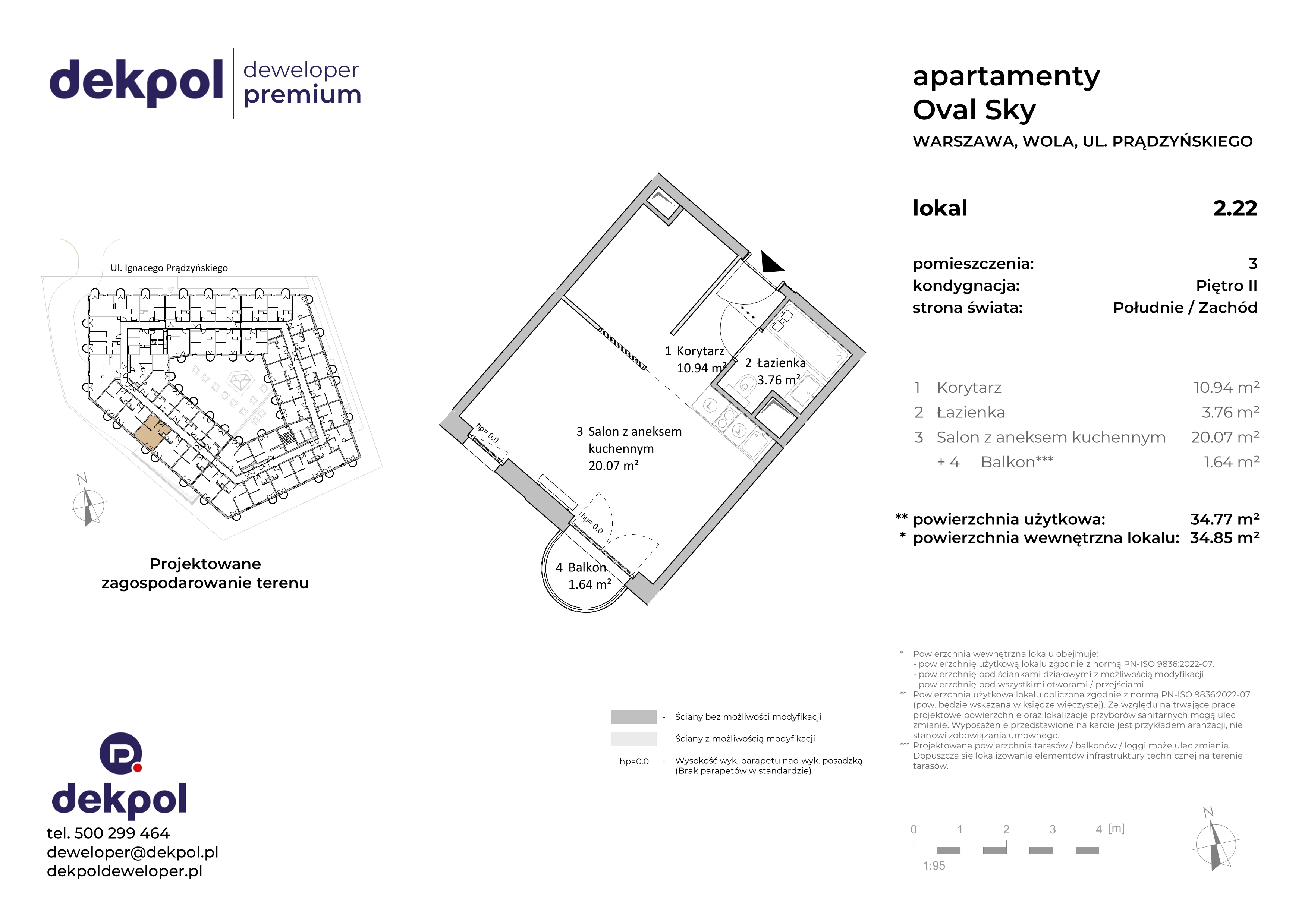 1 pokój, apartament 34,77 m², piętro 2, oferta nr 2.22, OVAL SKY, Warszawa, Wola, Czyste, ul. Prądzyńskiego 21