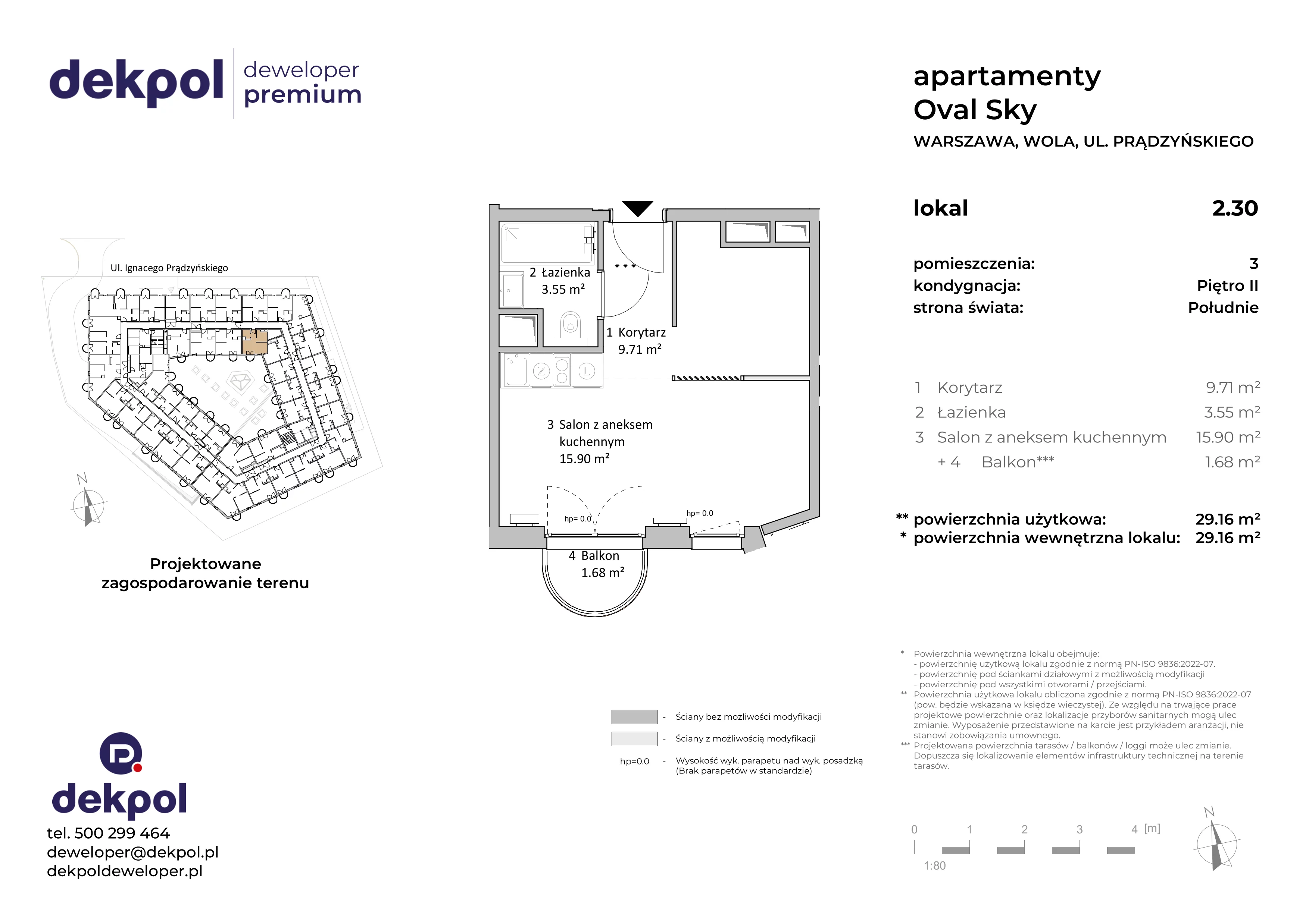 1 pokój, apartament 29,16 m², piętro 2, oferta nr 2.30, OVAL SKY, Warszawa, Wola, Czyste, ul. Prądzyńskiego 21