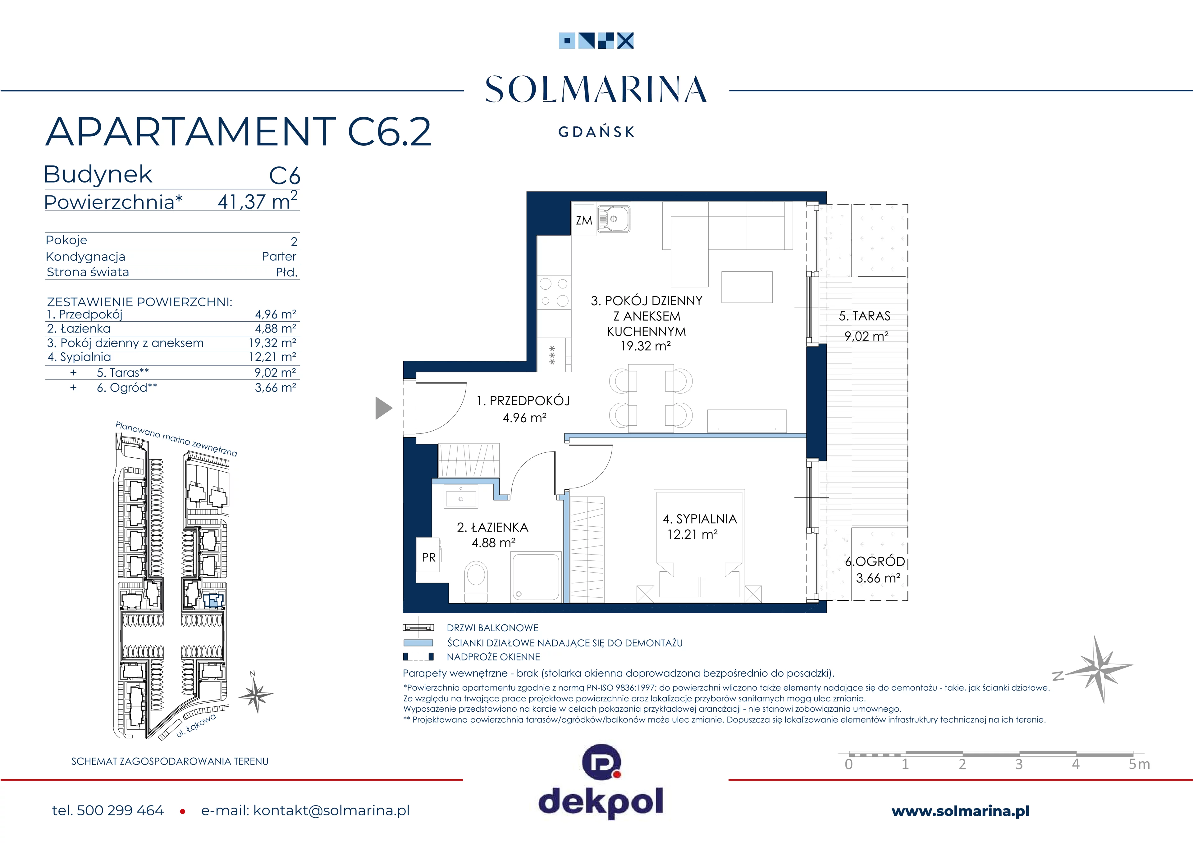 2 pokoje, apartament 41,37 m², parter, oferta nr C6.2, Sol Marina, Wiślinka, ul. Łąkowa
