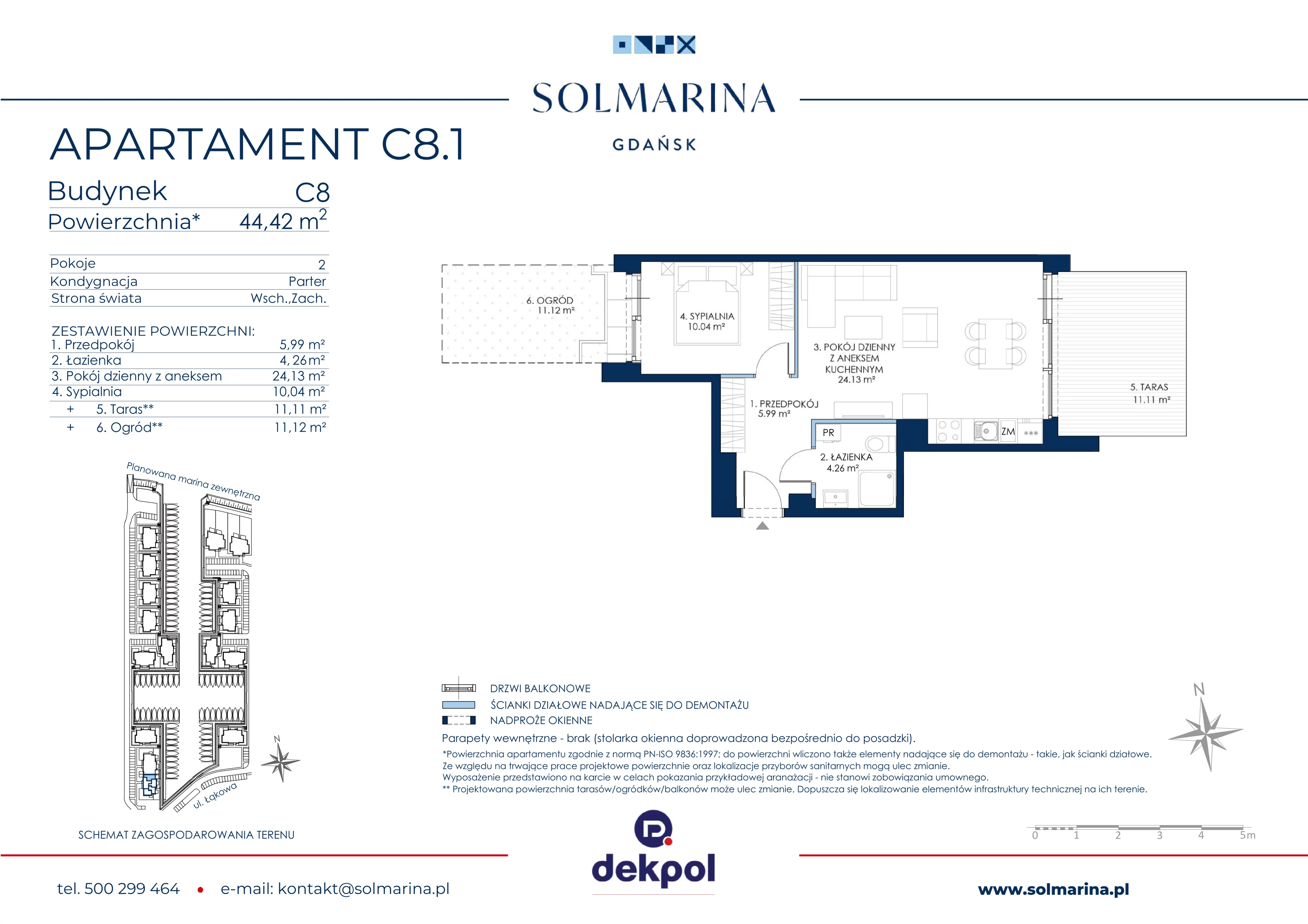 2 pokoje, apartament 44,42 m², parter, oferta nr C8.1, Sol Marina, Wiślinka, ul. Łąkowa