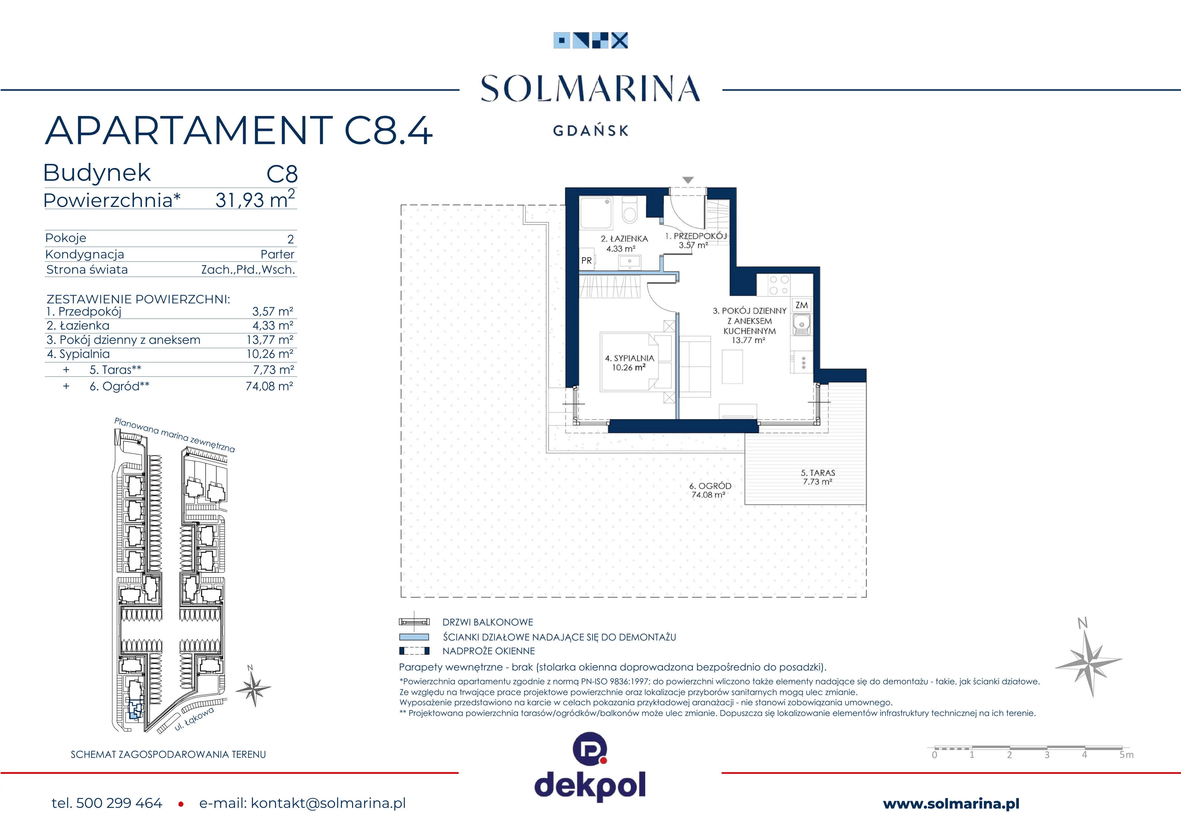 2 pokoje, apartament 31,93 m², parter, oferta nr C8.4, Sol Marina, Wiślinka, ul. Łąkowa