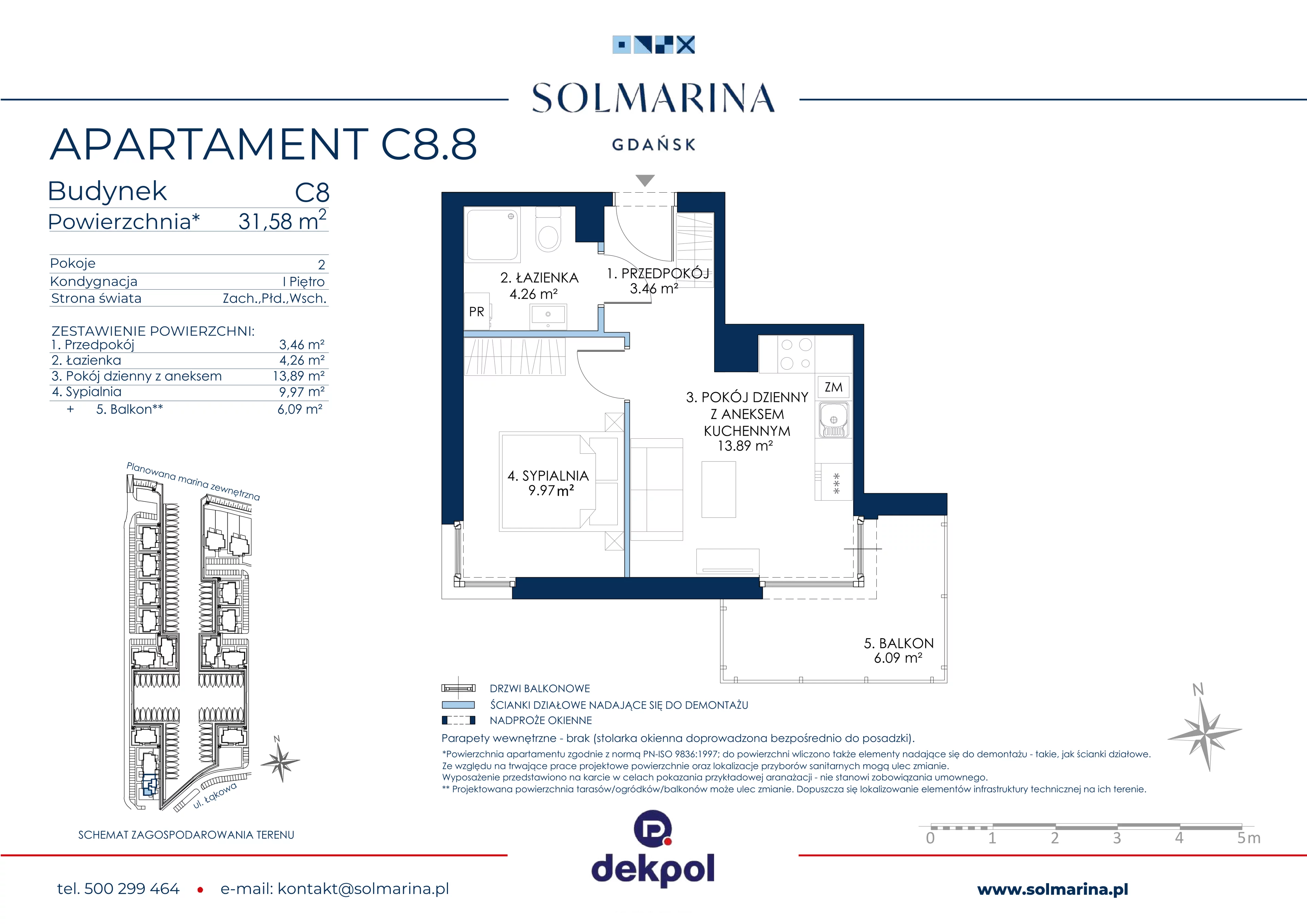 2 pokoje, apartament 31,58 m², piętro 1, oferta nr C8.8, Sol Marina, Wiślinka, ul. Łąkowa