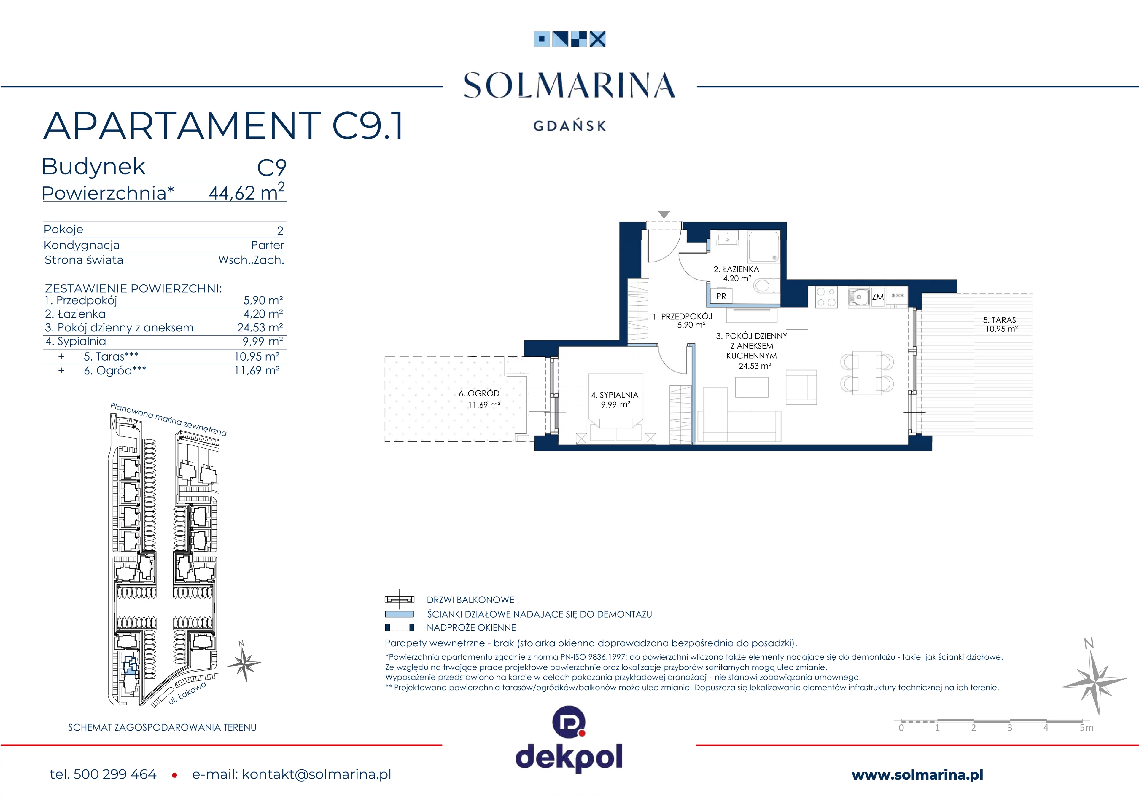 2 pokoje, apartament 44,62 m², parter, oferta nr C9.1, Sol Marina, Wiślinka, ul. Łąkowa