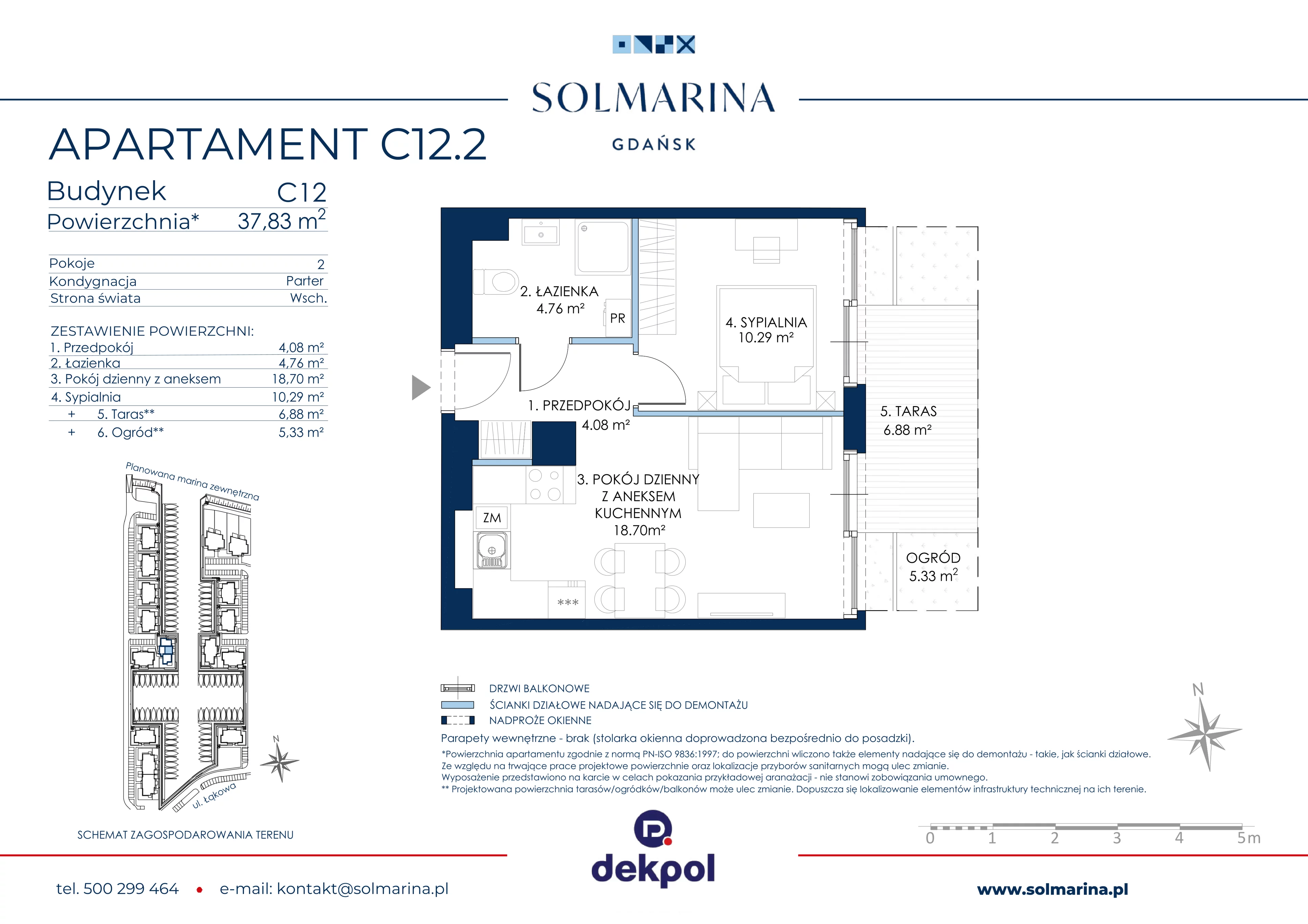 2 pokoje, apartament 37,83 m², parter, oferta nr C12.2, Sol Marina, Wiślinka, ul. Łąkowa