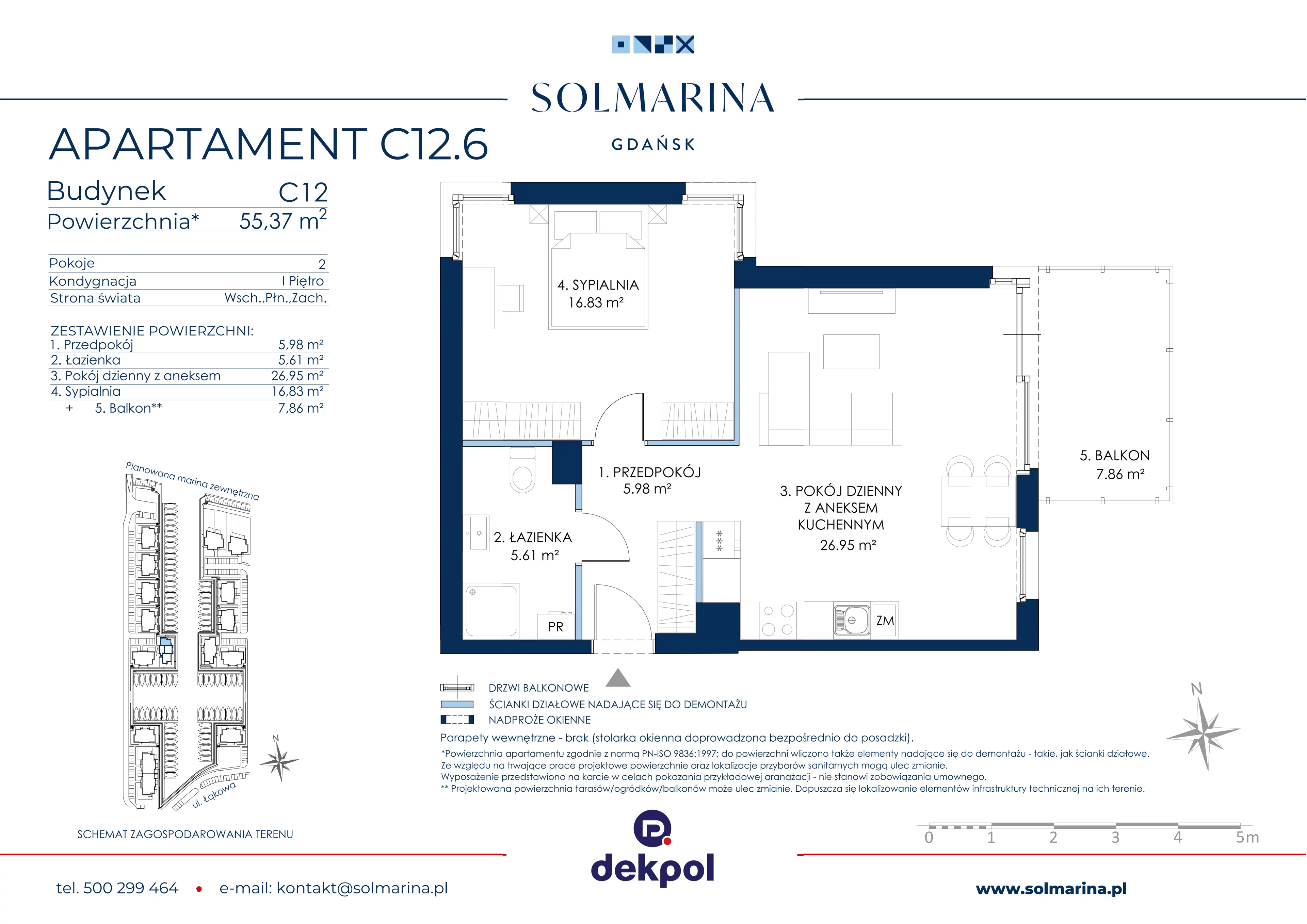 2 pokoje, apartament 54,86 m², piętro 1, oferta nr C12.6, Sol Marina, Wiślinka, ul. Łąkowa