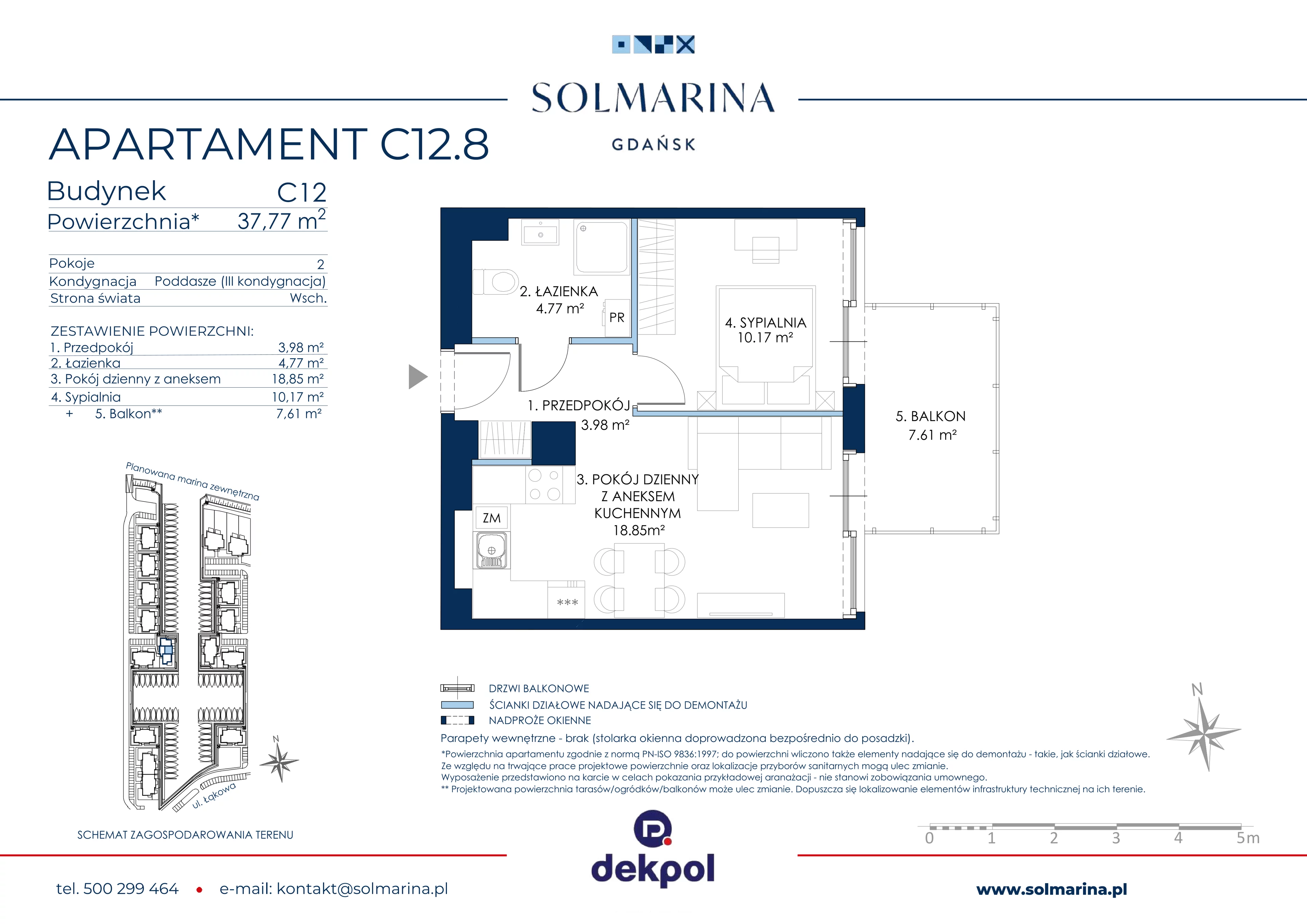 2 pokoje, apartament 37,77 m², piętro 2, oferta nr C12.8, Sol Marina, Wiślinka, ul. Łąkowa