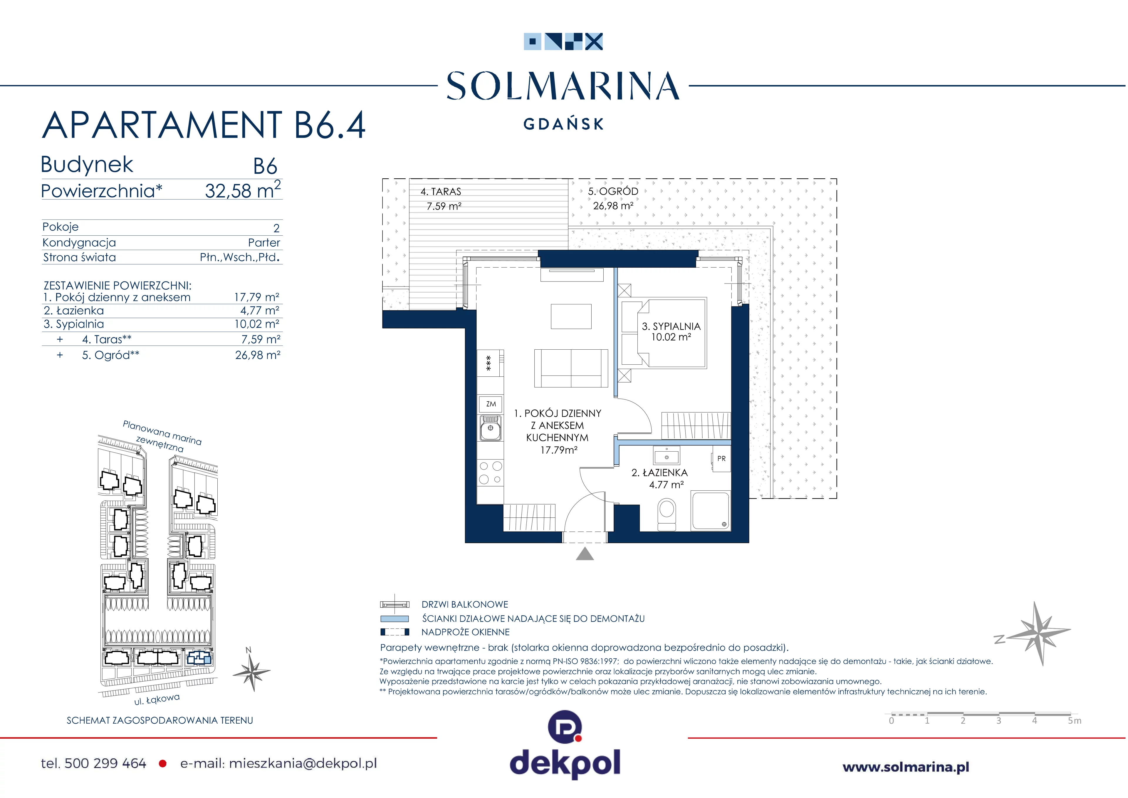 2 pokoje, apartament 32,58 m², parter, oferta nr B6.4, Sol Marina, Wiślinka, ul. Łąkowa
