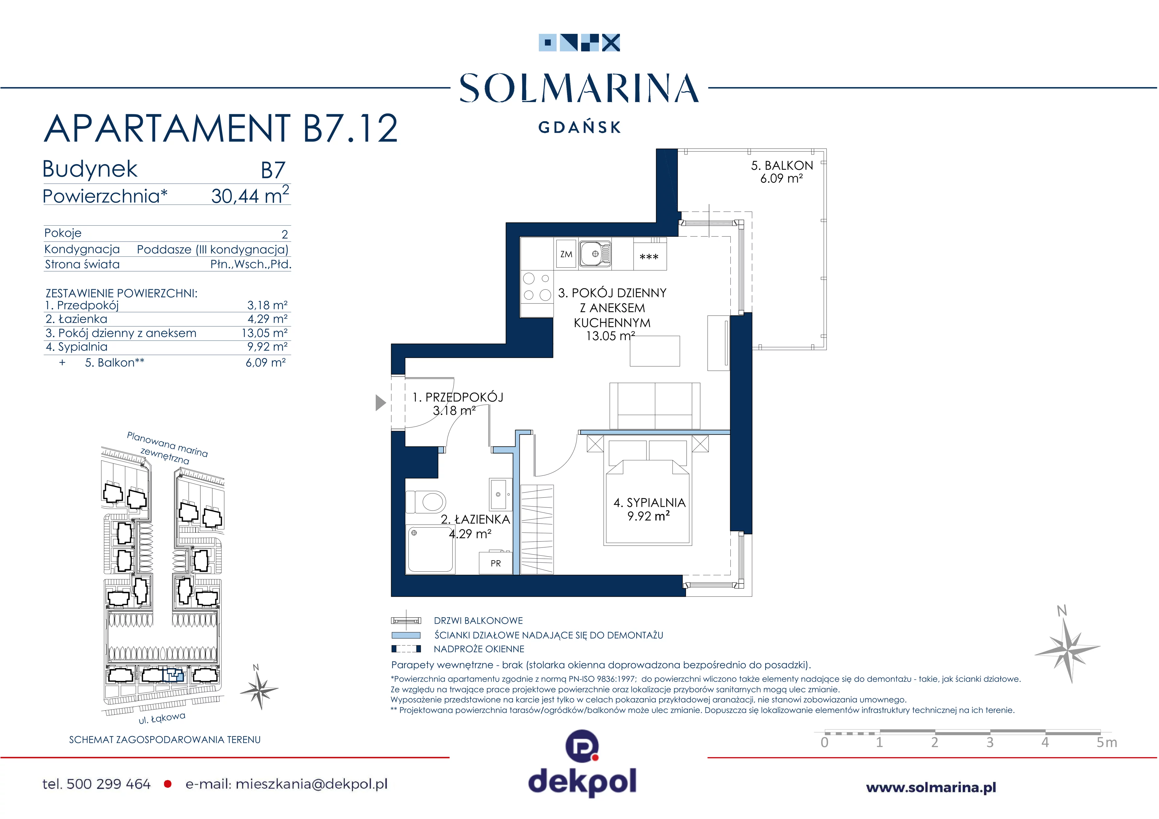 2 pokoje, apartament 30,44 m², piętro 2, oferta nr B7.12, Sol Marina, Wiślinka, ul. Łąkowa