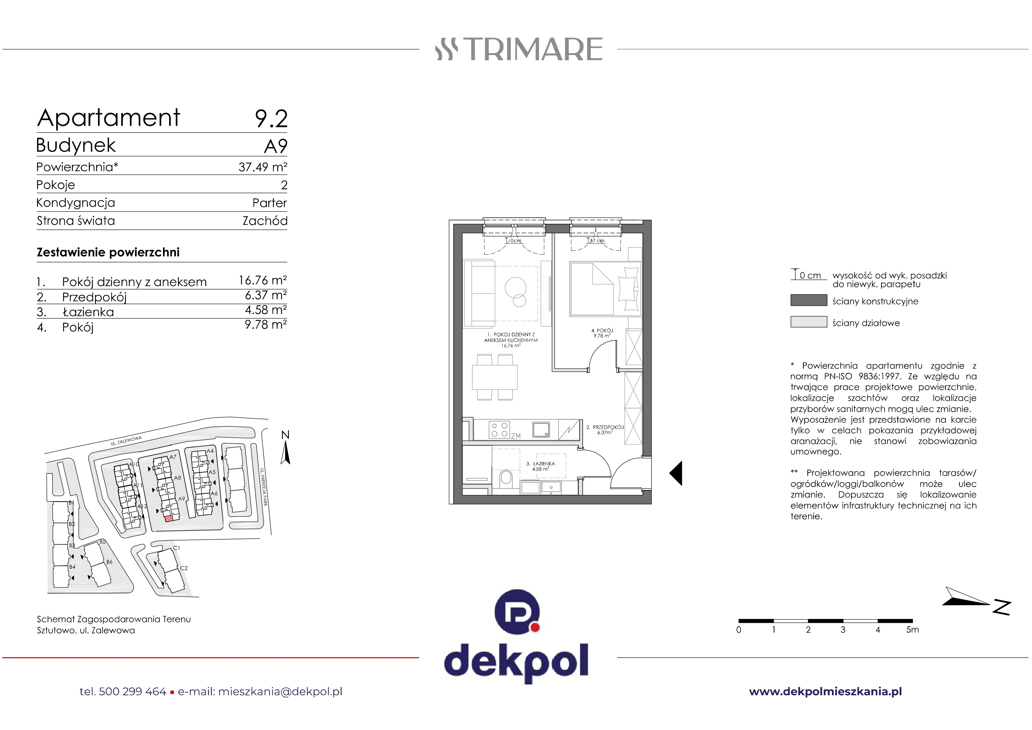 2 pokoje, apartament 37,49 m², parter, oferta nr 9.2  (O), Trimare, Sztutowo, ul. Mierzeja Park