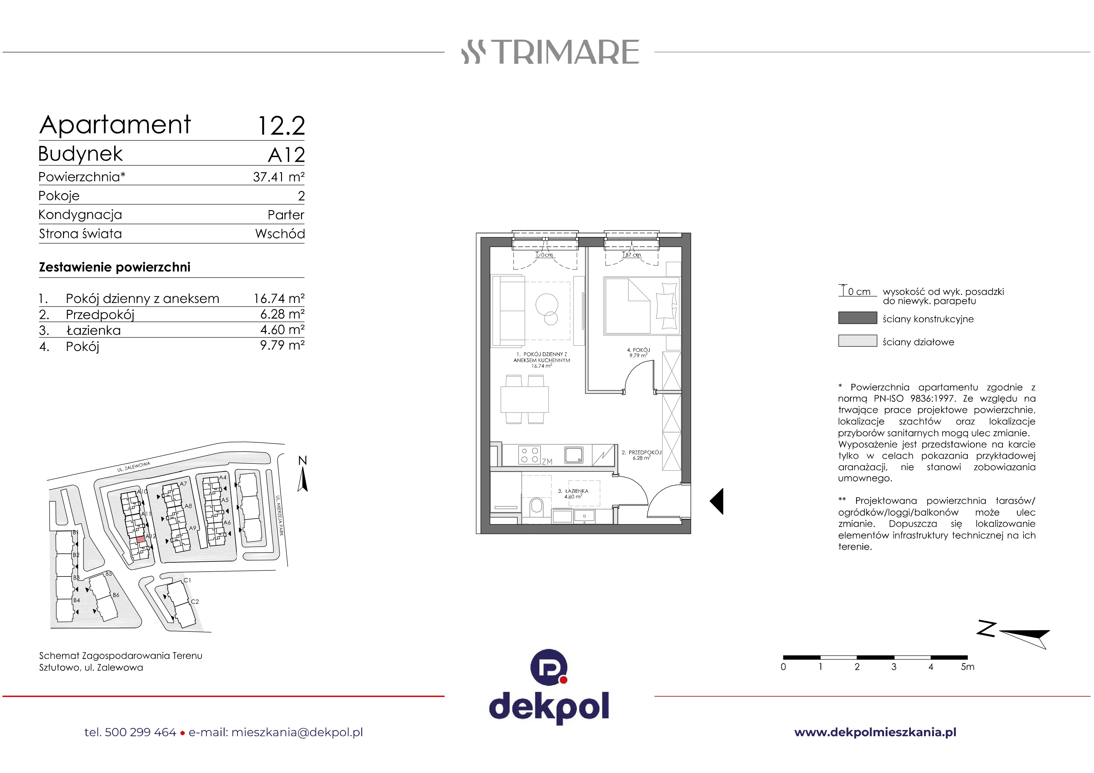2 pokoje, apartament 37,41 m², parter, oferta nr 12.2 (O), Trimare, Sztutowo, ul. Mierzeja Park