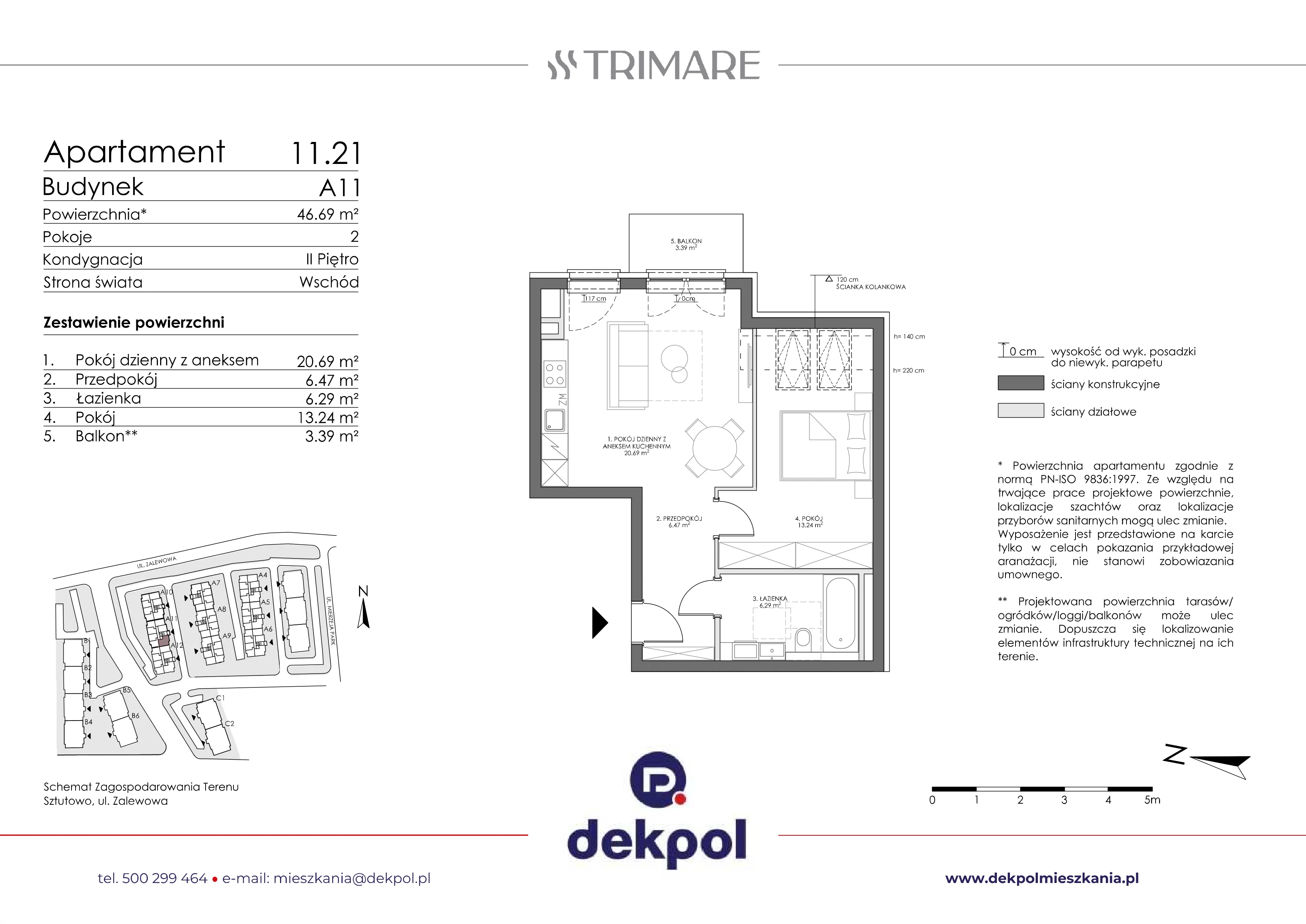 2 pokoje, apartament 46,69 m², piętro 2, oferta nr 11.21, Trimare, Sztutowo, ul. Mierzeja Park
