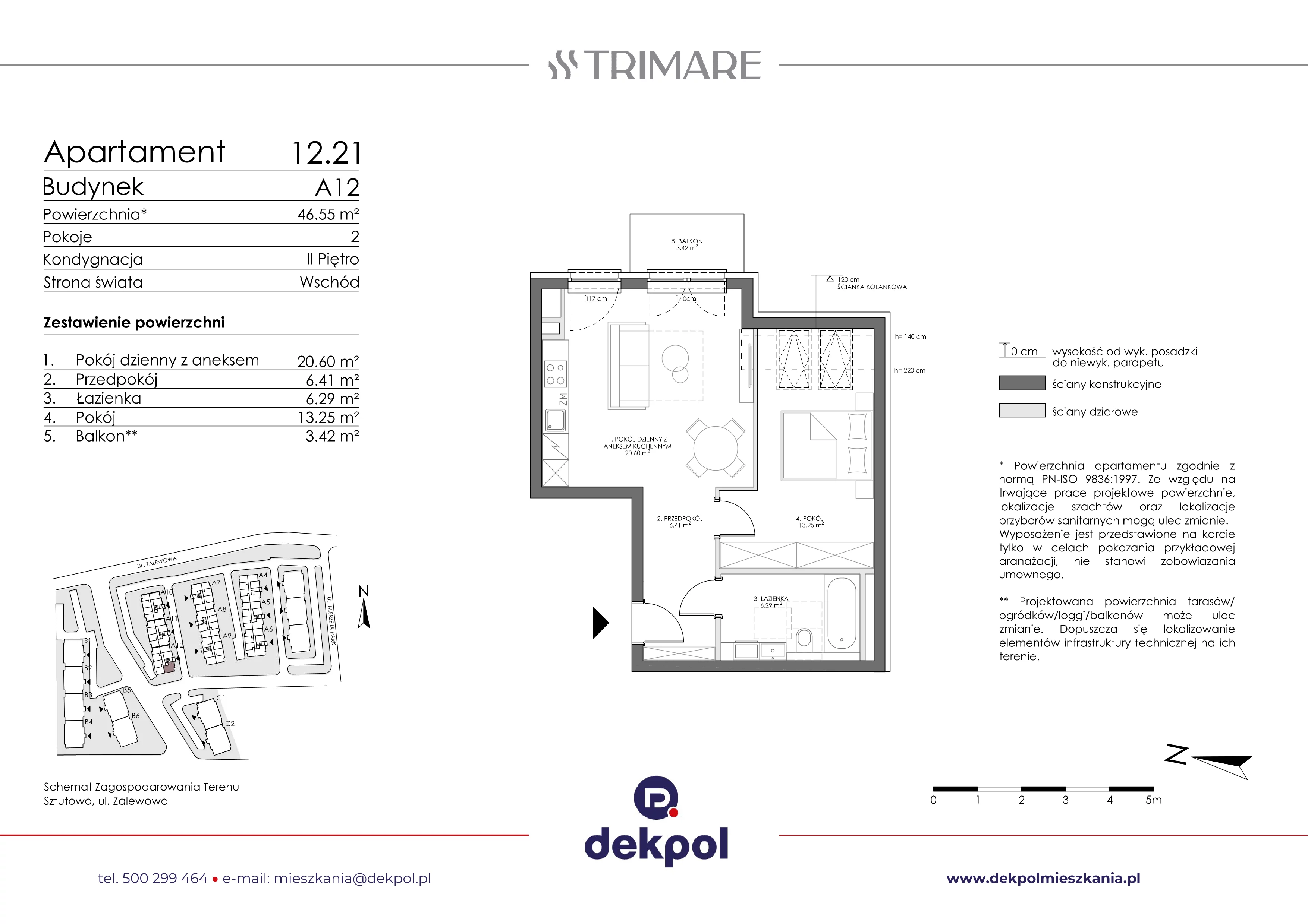 2 pokoje, apartament 46,55 m², piętro 2, oferta nr 12.21, Trimare, Sztutowo, ul. Mierzeja Park