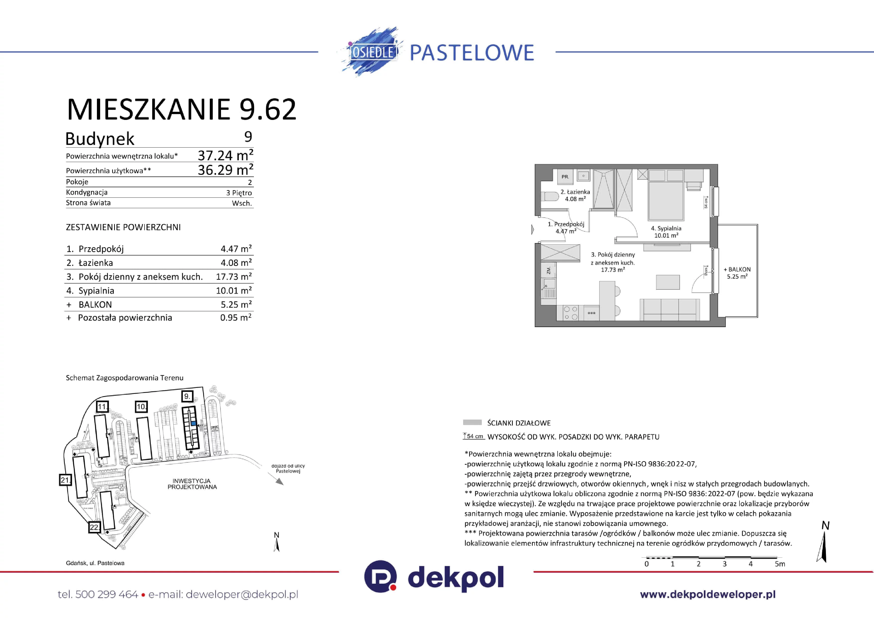 2 pokoje, mieszkanie 36,29 m², piętro 3, oferta nr 9.62, Osiedle Pastelowe, Gdańsk, Orunia Górna-Gdańsk Południe, Łostowice, ul. Pastelowa