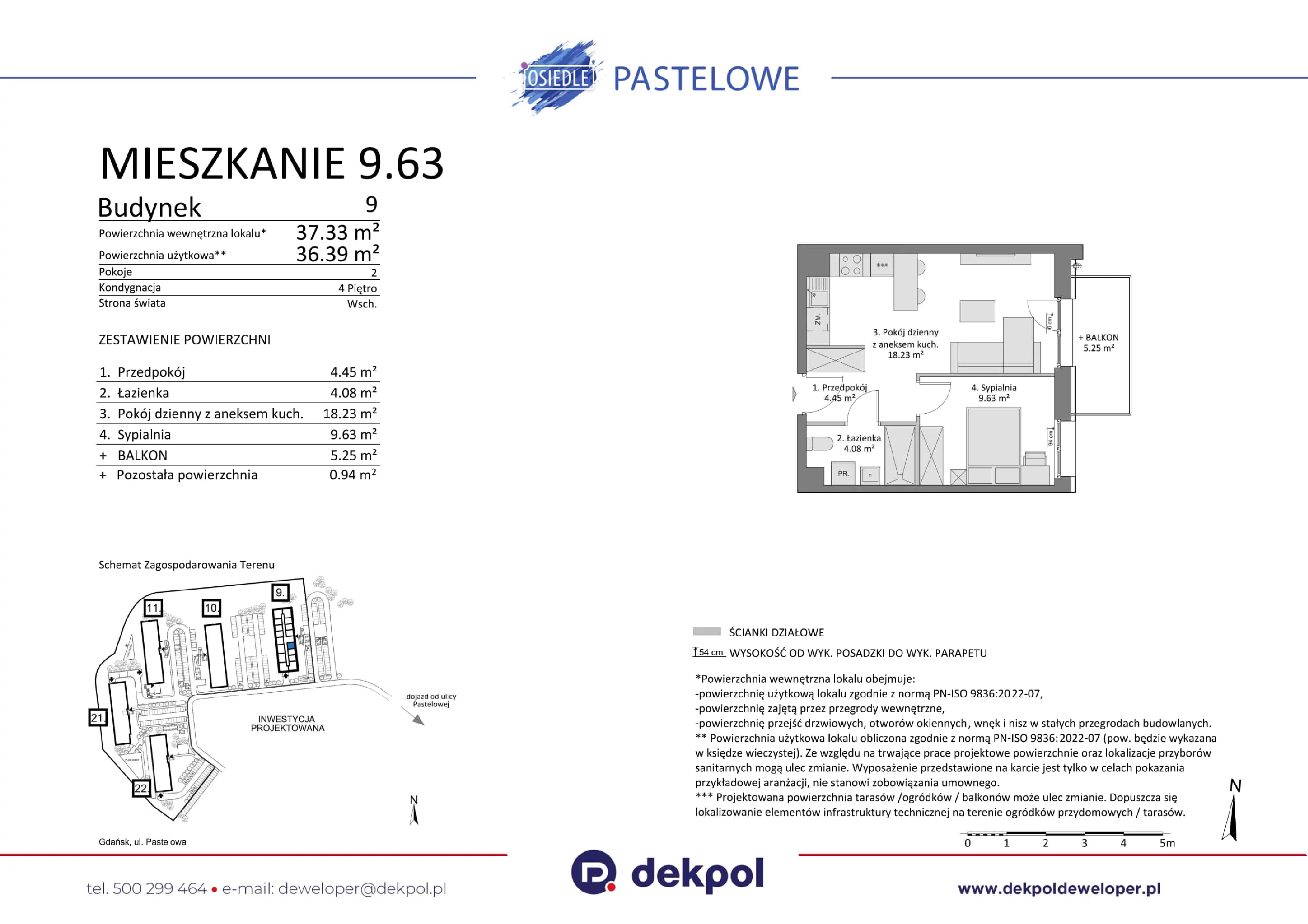 2 pokoje, mieszkanie 36,39 m², piętro 4, oferta nr 9.63, Osiedle Pastelowe, Gdańsk, Orunia Górna-Gdańsk Południe, Łostowice, ul. Pastelowa