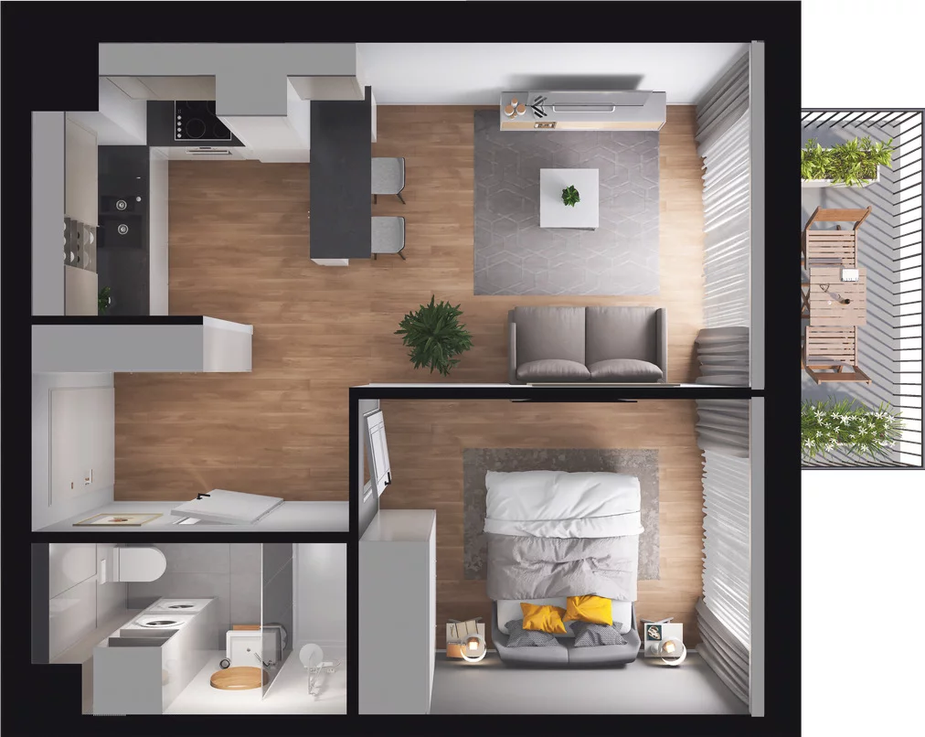 2 pokoje, mieszkanie 36,39 m², piętro 4, oferta nr 9.63, Osiedle Pastelowe, Gdańsk, Orunia Górna-Gdańsk Południe, Łostowice, ul. Pastelowa