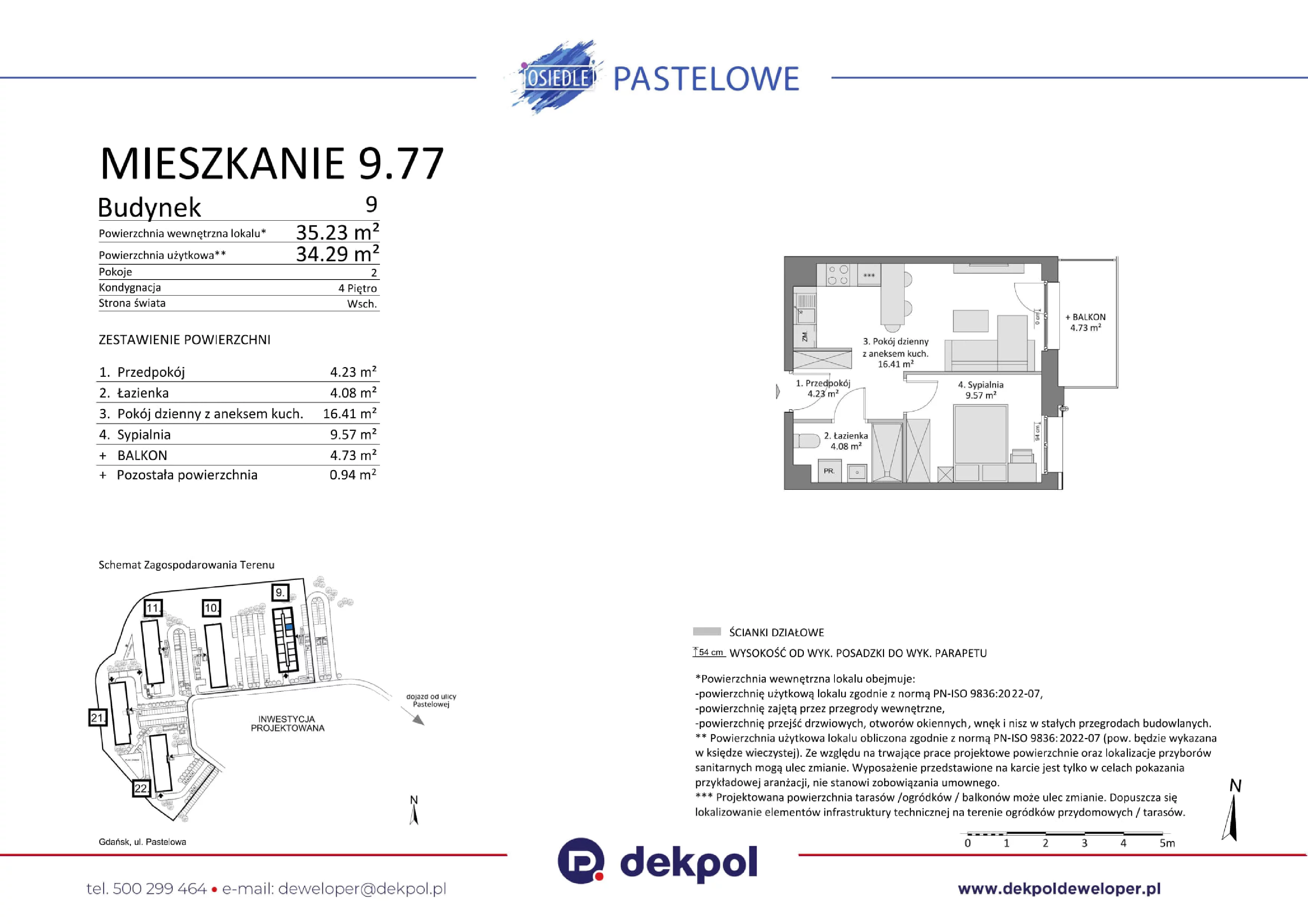 2 pokoje, mieszkanie 34,29 m², piętro 4, oferta nr 9.77, Osiedle Pastelowe, Gdańsk, Orunia Górna-Gdańsk Południe, Łostowice, ul. Pastelowa