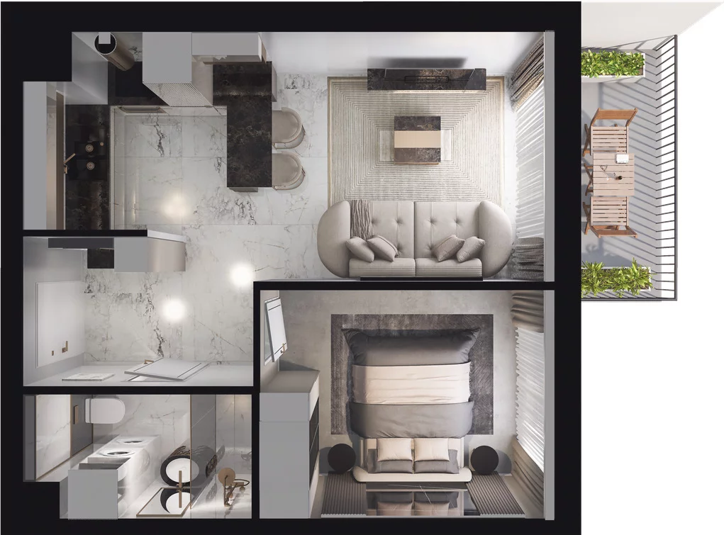 2 pokoje, mieszkanie 34,29 m², piętro 4, oferta nr 9.77, Osiedle Pastelowe, Gdańsk, Orunia Górna-Gdańsk Południe, Łostowice, ul. Pastelowa