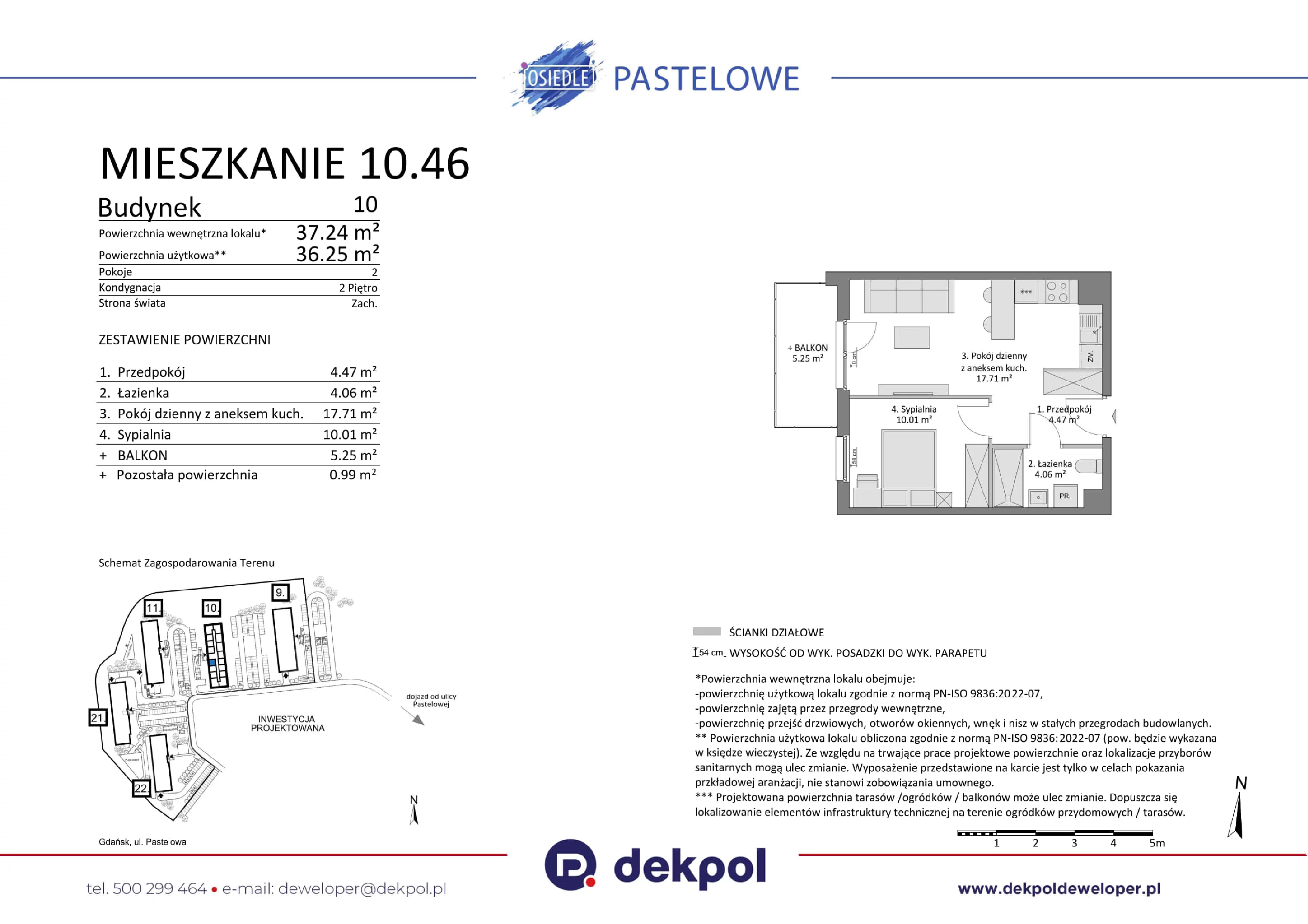 2 pokoje, mieszkanie 36,25 m², piętro 2, oferta nr 10.46, Osiedle Pastelowe, Gdańsk, Orunia Górna-Gdańsk Południe, Łostowice, ul. Pastelowa