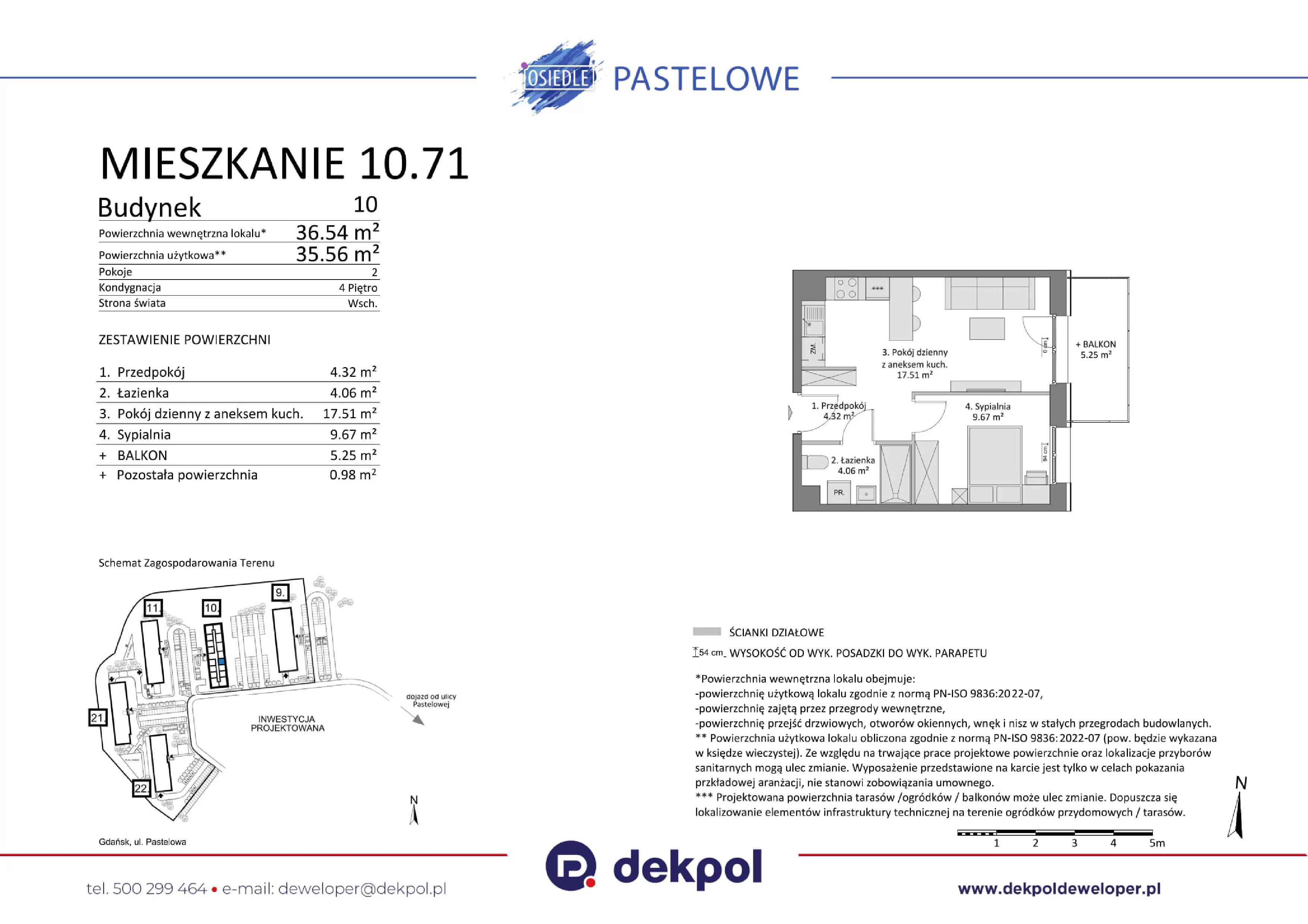 2 pokoje, mieszkanie 35,56 m², piętro 4, oferta nr 10.71, Osiedle Pastelowe, Gdańsk, Orunia Górna-Gdańsk Południe, Łostowice, ul. Pastelowa