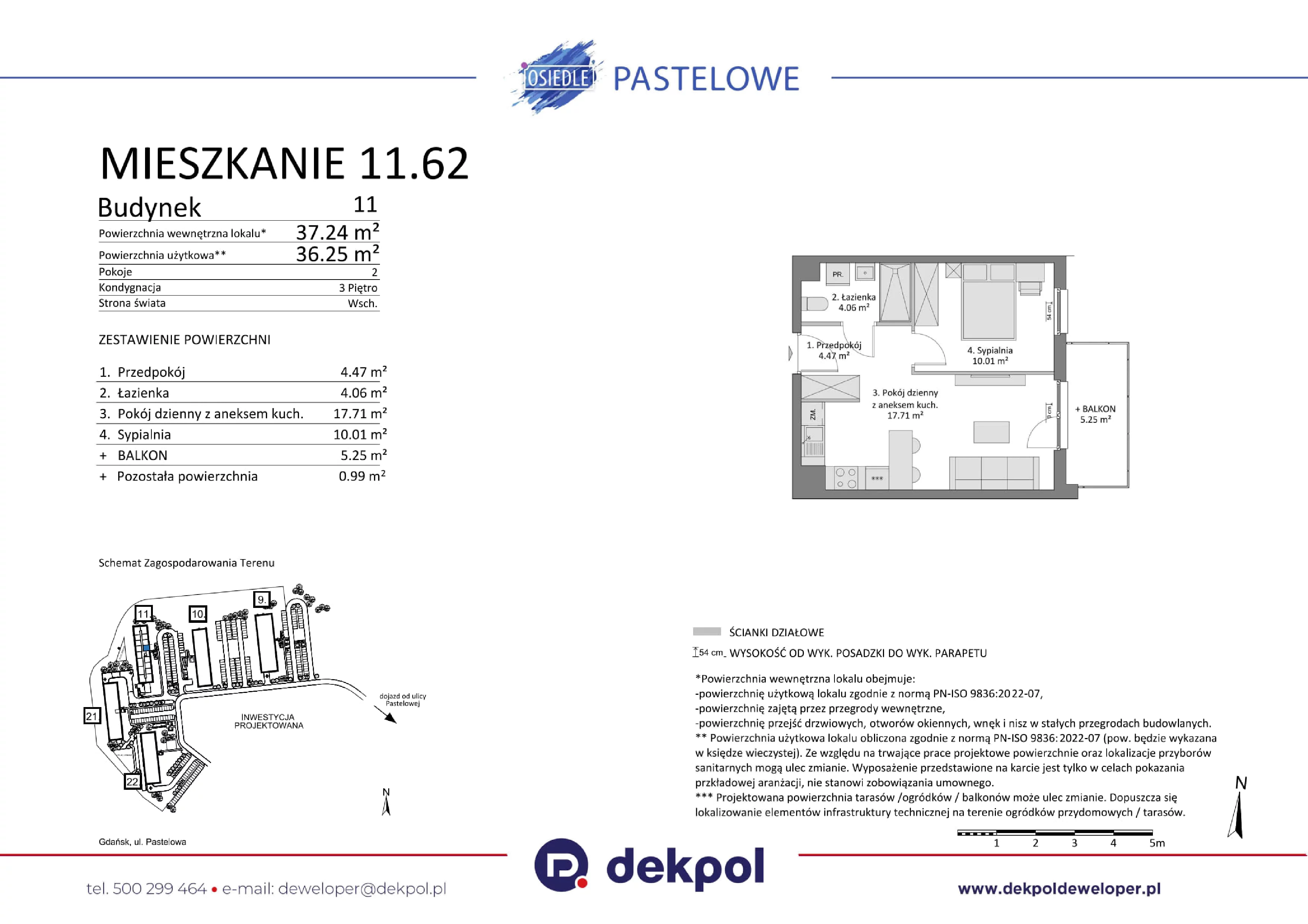 2 pokoje, mieszkanie 36,25 m², piętro 3, oferta nr 11.62, Osiedle Pastelowe, Gdańsk, Orunia Górna-Gdańsk Południe, Łostowice, ul. Pastelowa