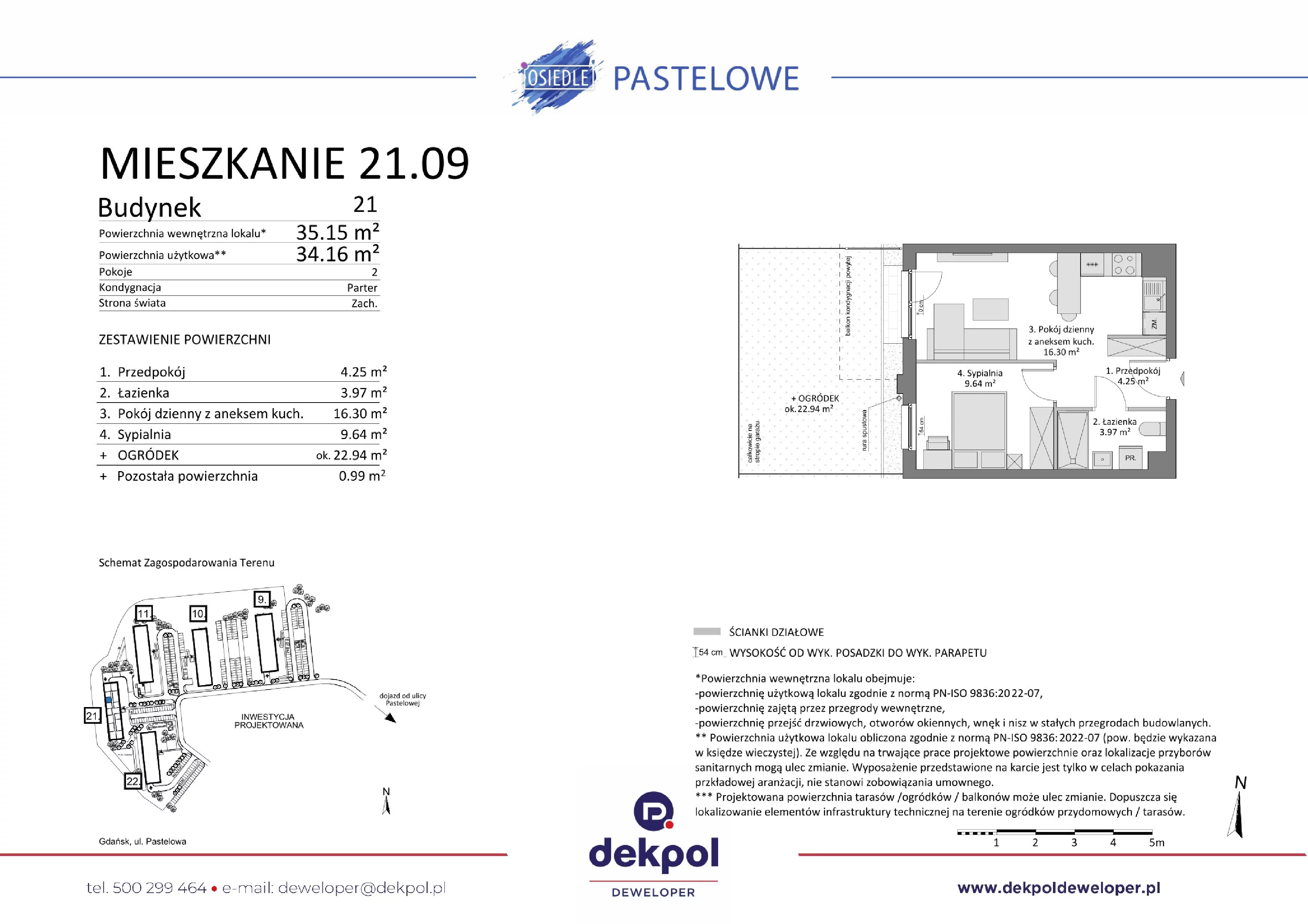 2 pokoje, mieszkanie 34,16 m², parter, oferta nr 21.09, Osiedle Pastelowe, Gdańsk, Orunia Górna-Gdańsk Południe, Łostowice, ul. Pastelowa